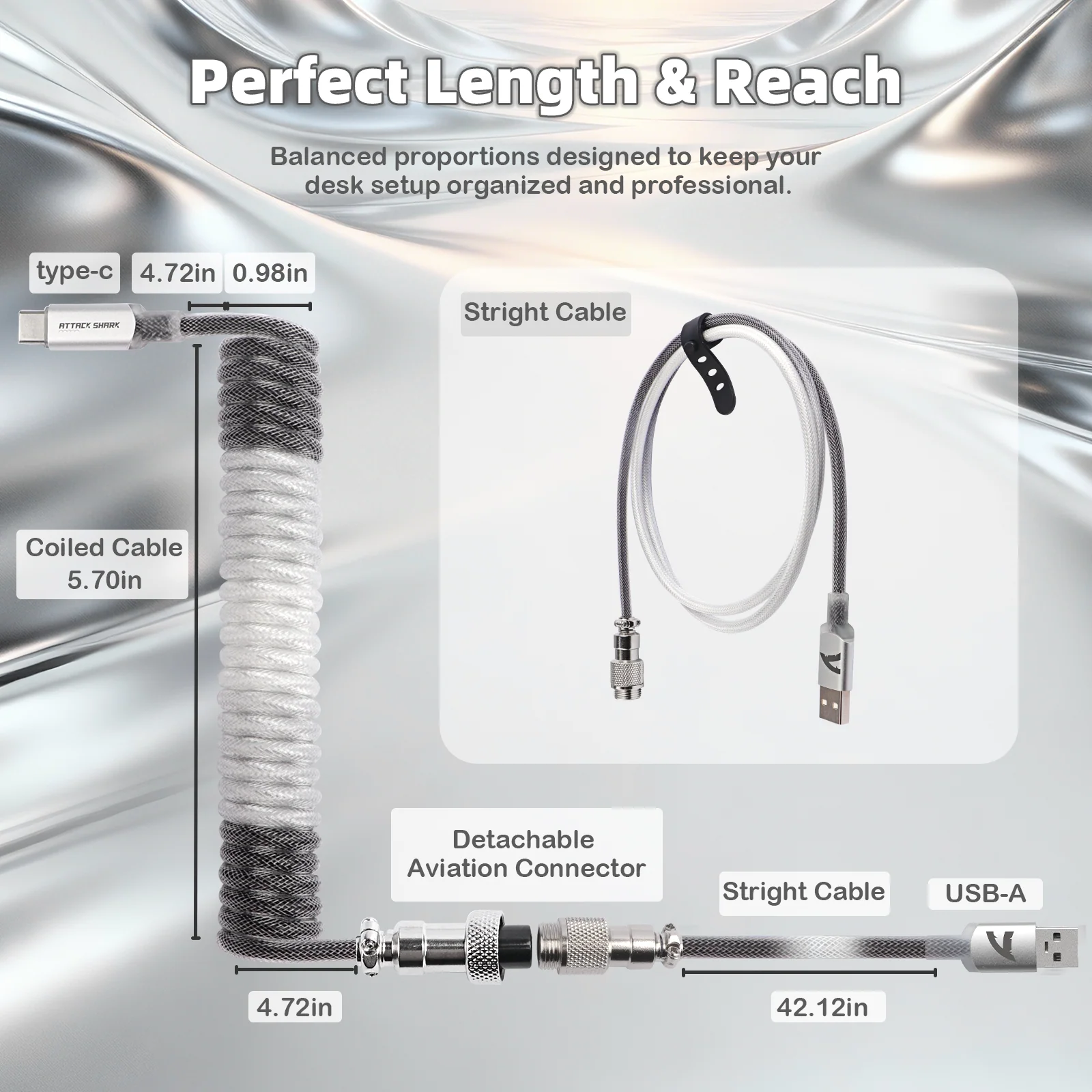 ATTACK SHARK C01ULTIMATE Coiled Cable for 8KHz Magnetic Keyboard - Image 11