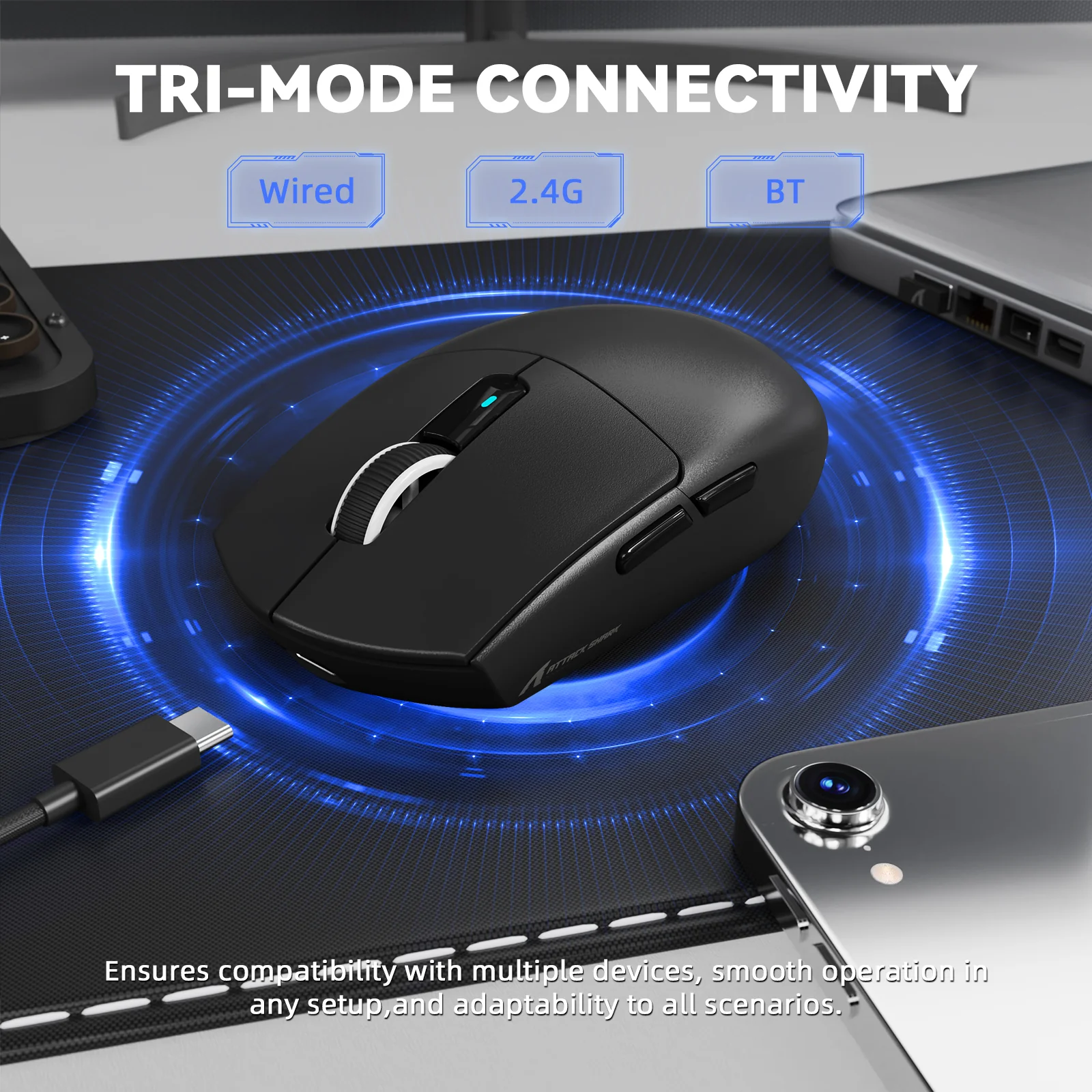 ATTACK SHARK G3 PRO Tri-mode Wireless Gaming Mouse with Charge Dock 25000 DPI Ultra Lightweight - Image 3