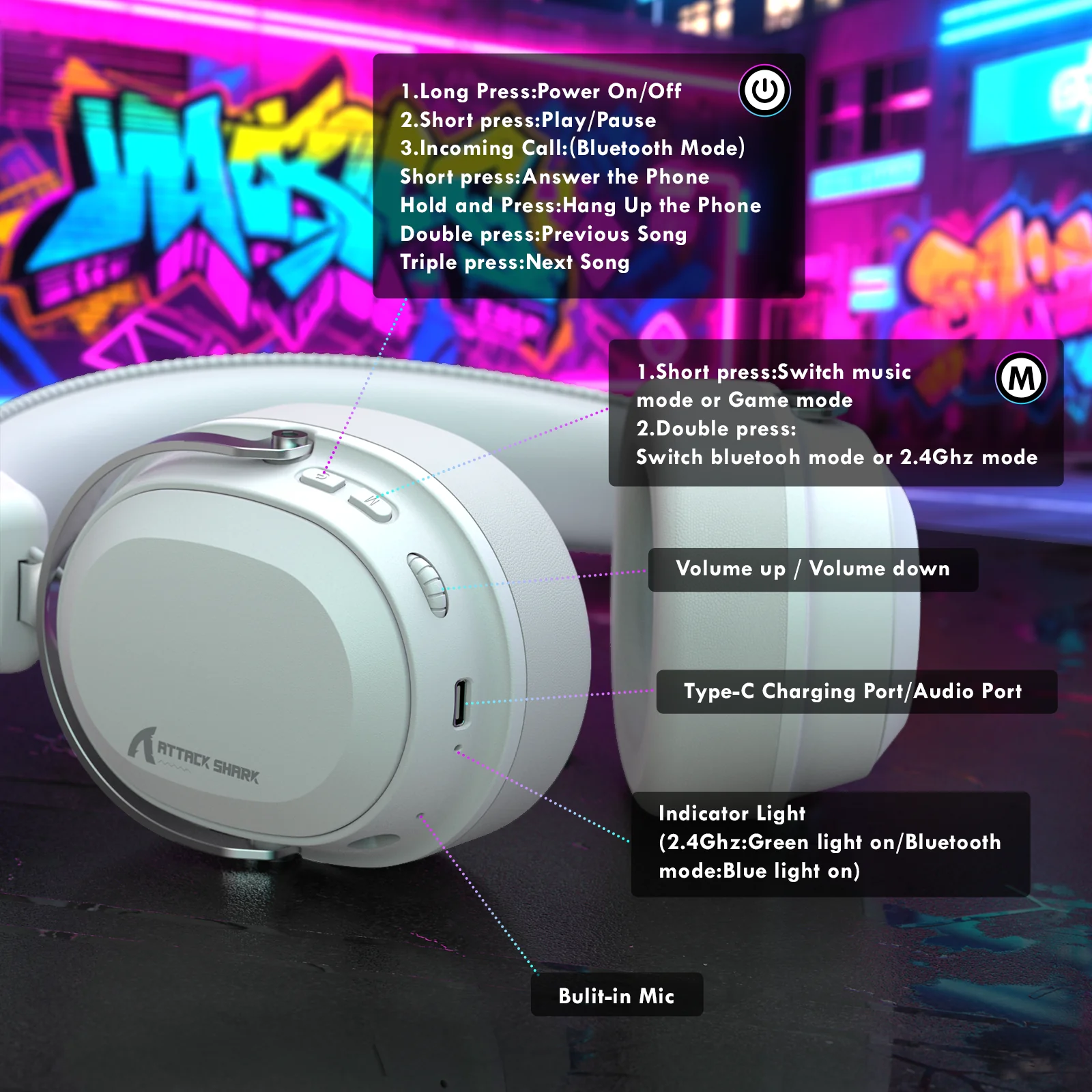 ATTACK SHARK L30 PRO Wireless Gaming Headset - Image 6