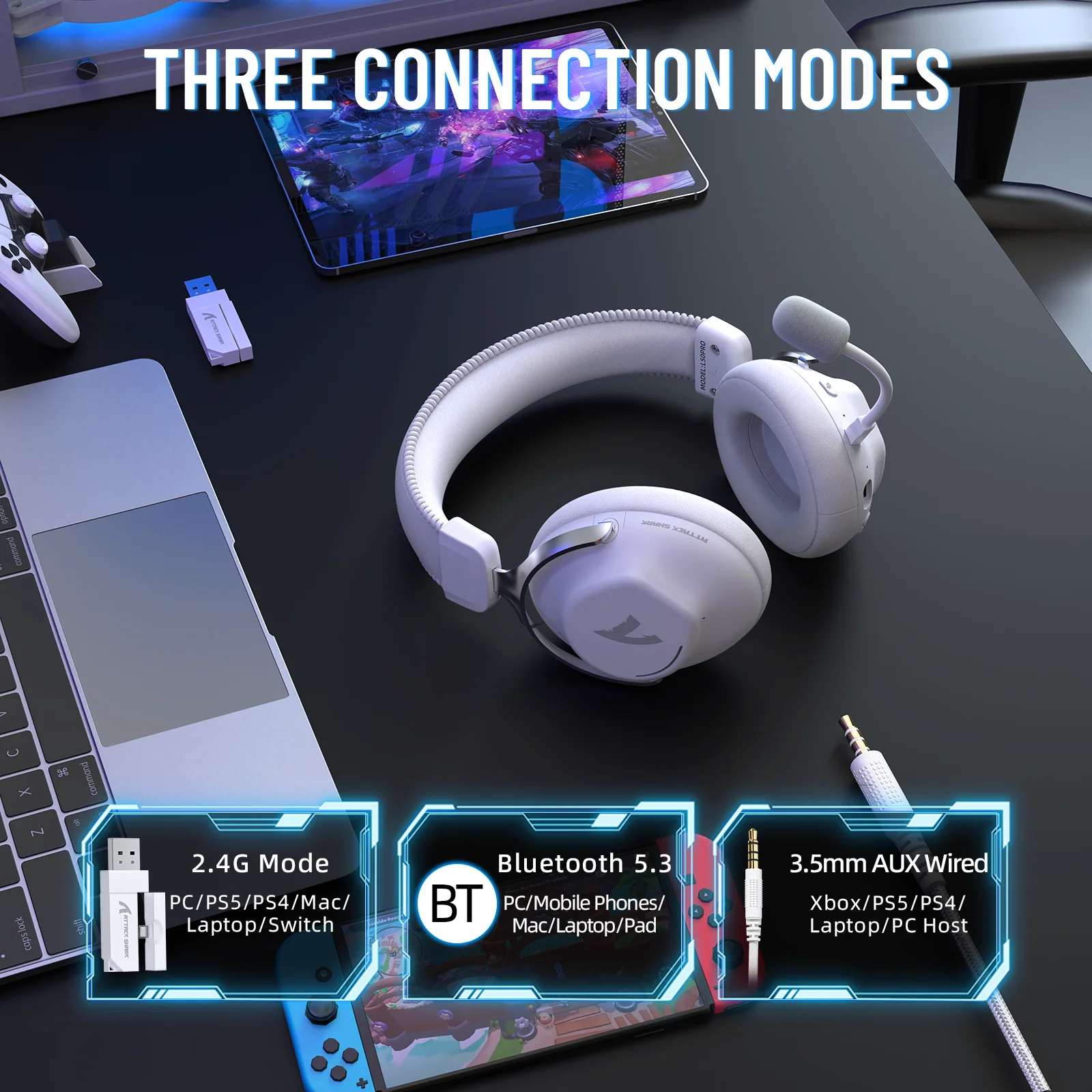 ATTACK SHARK L50 PRO Tri-Mode Wireless Gaming Headset - Image 11