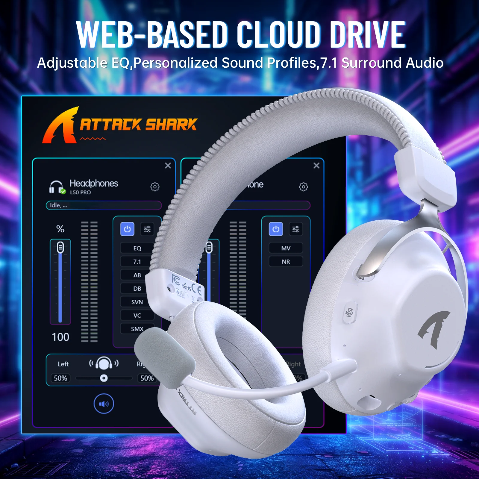 ATTACK SHARK L50 PRO Tri-Mode Wireless Gaming Headset - Image 15