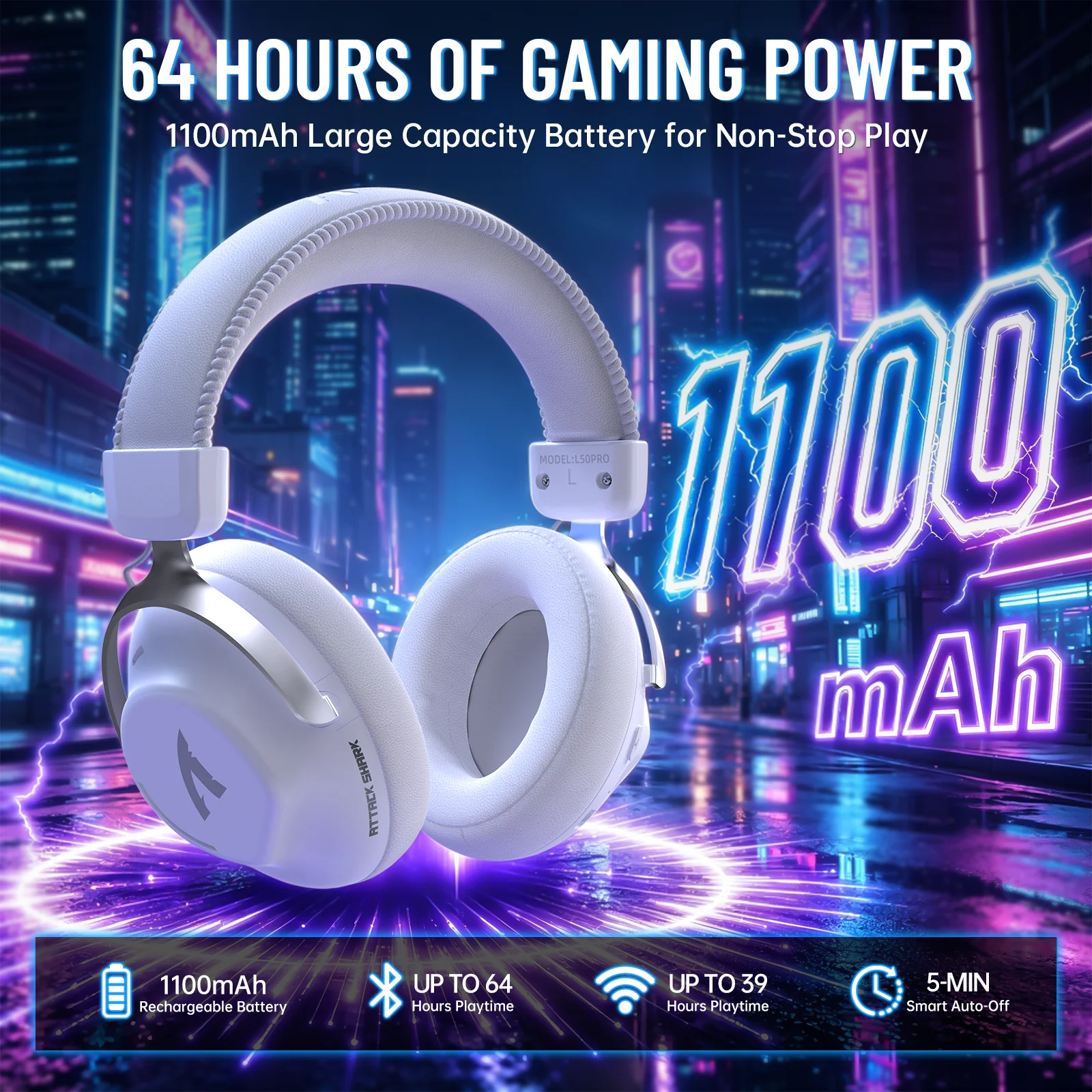 ATTACK SHARK L50 PRO Tri-Mode Wireless Gaming Headset - Image 17