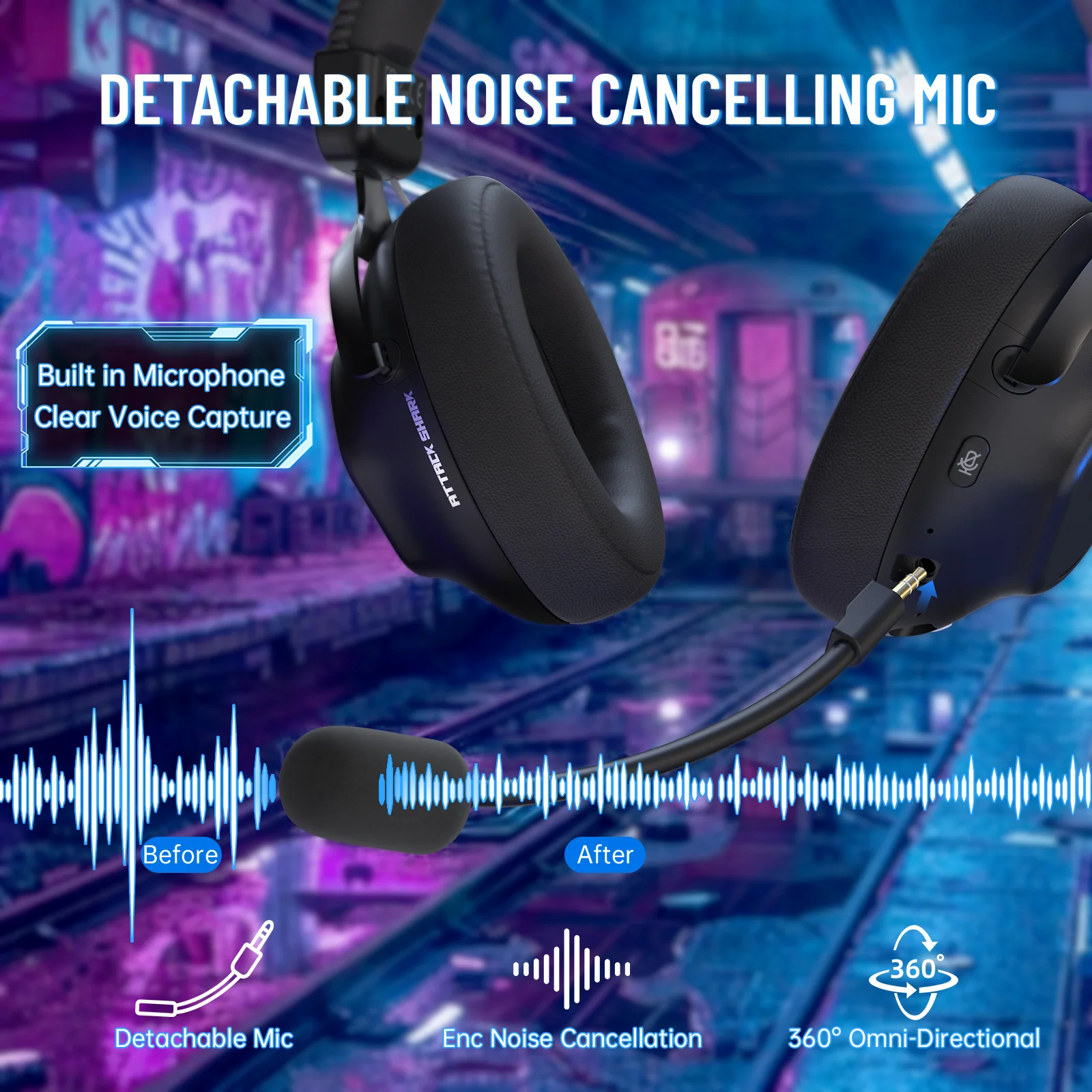 ATTACK SHARK L50 PRO Tri-Mode Wireless Gaming Headset - Image 4