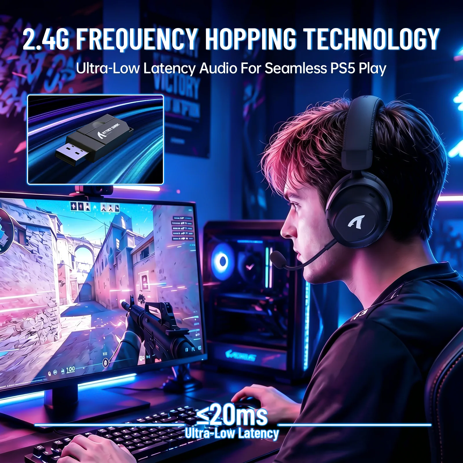 ATTACK SHARK L50 PRO Tri-Mode Wireless Gaming Headset - Image 9