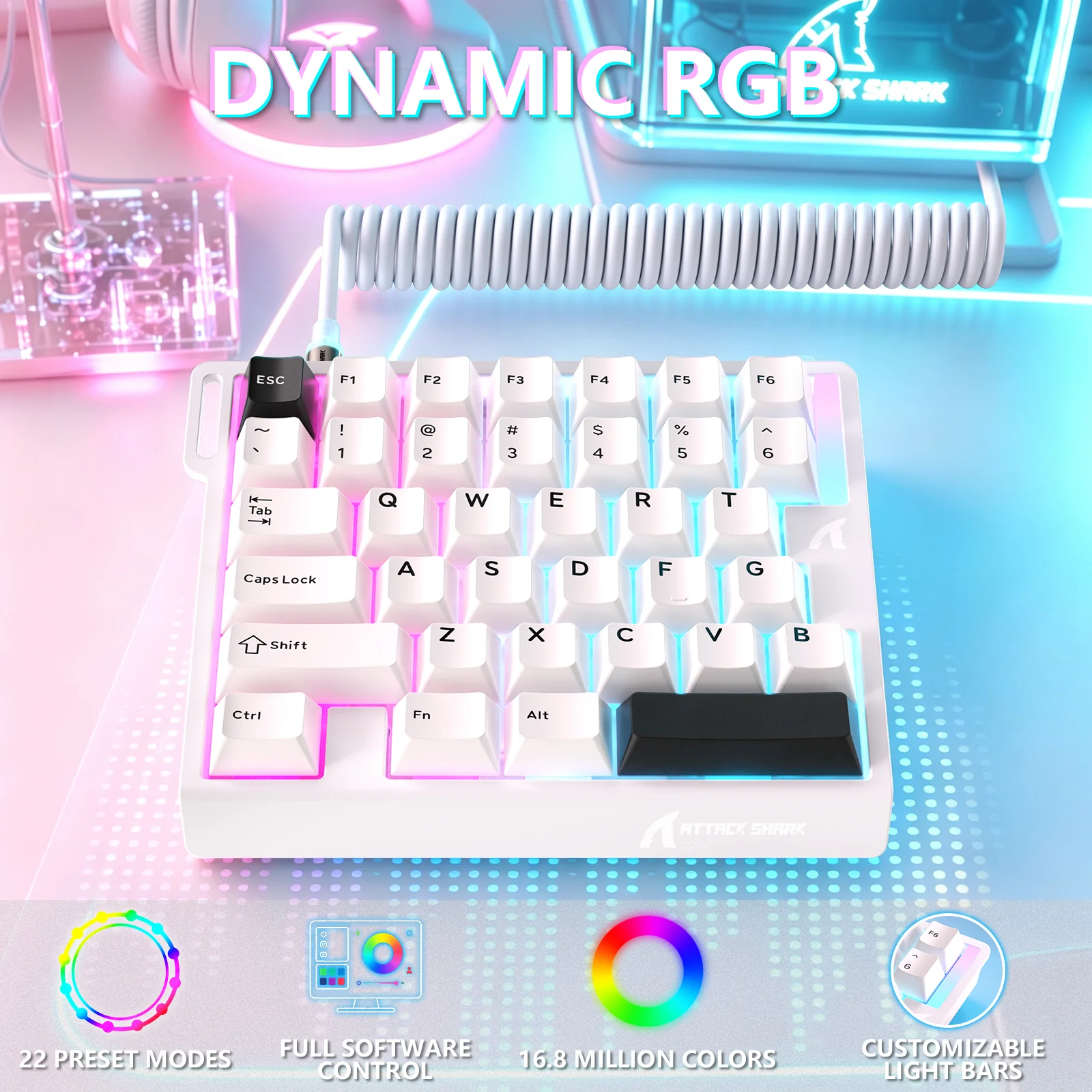 ATTACK SHARK M36 HE One-Handed Magnetic Switch Keyboard & C01 ULTRA LED Aviator Cable - Image 13