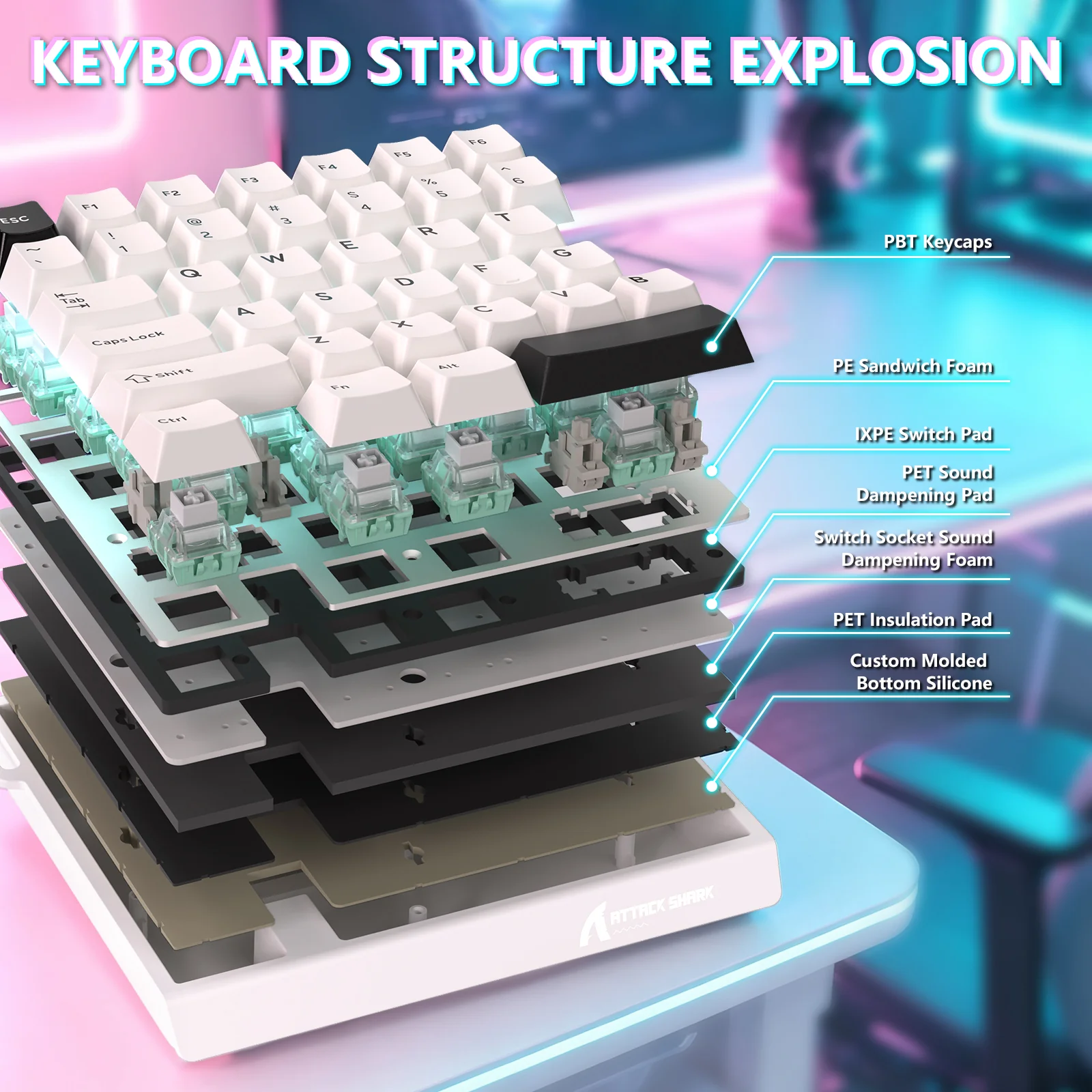 ATTACK SHARK M36 HE One-Handed Magnetic Switch Keyboard & C01 ULTRA LED Aviator Cable - Image 14