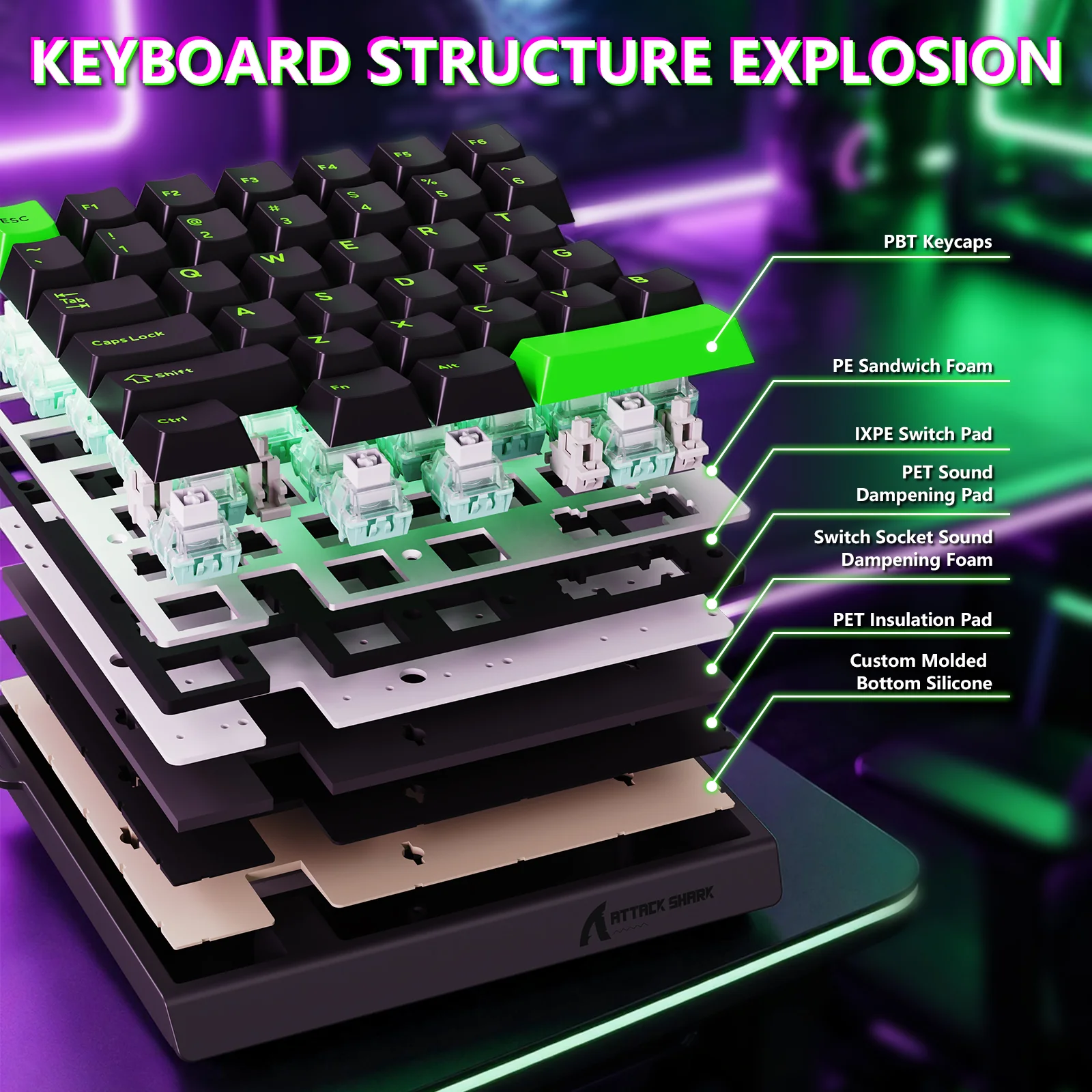 ATTACK SHARK M36 HE One-Handed Magnetic Switch Keyboard & C01 ULTRA LED Aviator Cable - Image 23