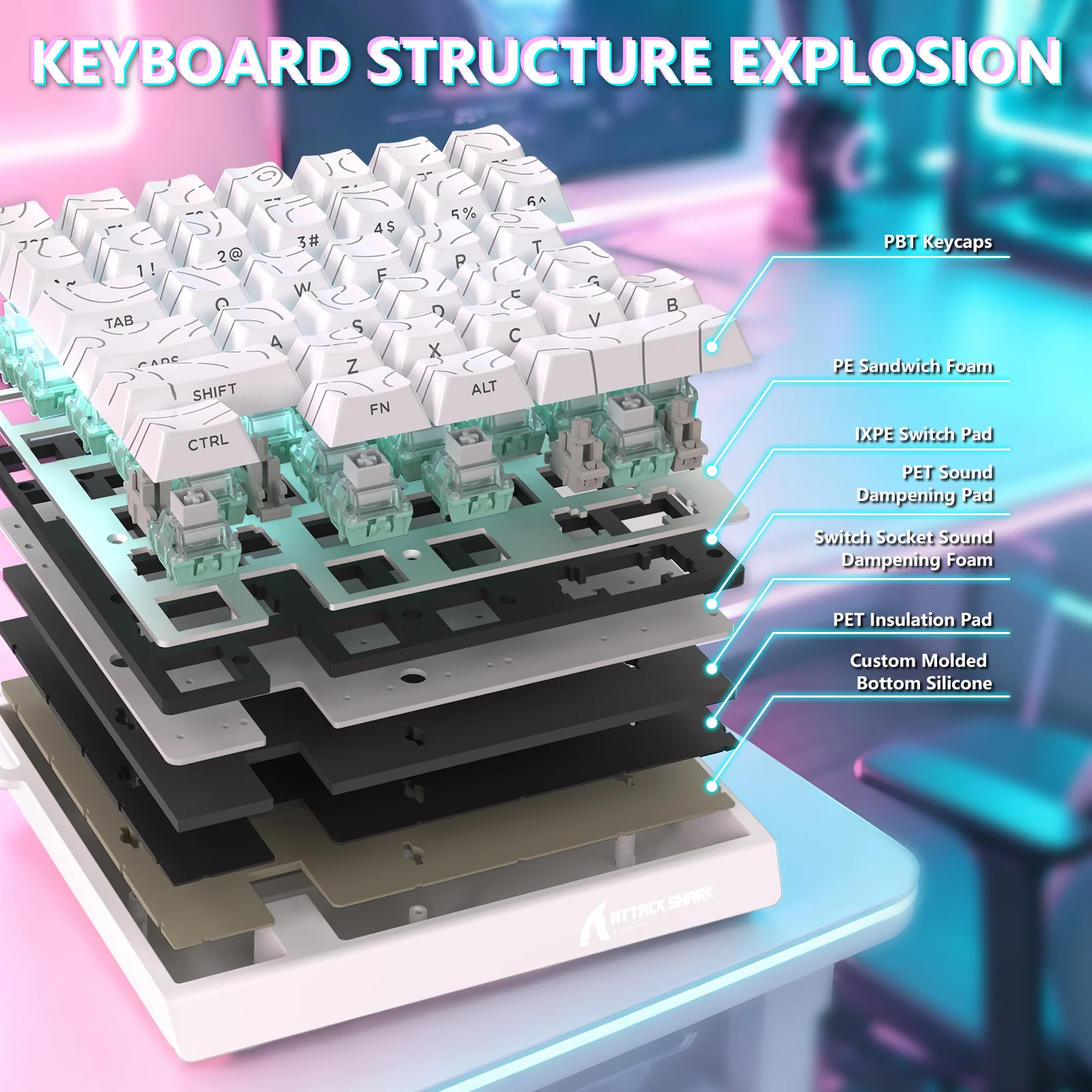 ATTACK SHARK M36 HE One-Handed Magnetic Switch Keyboard & C01 ULTRA LED Aviator Cable - Image 32