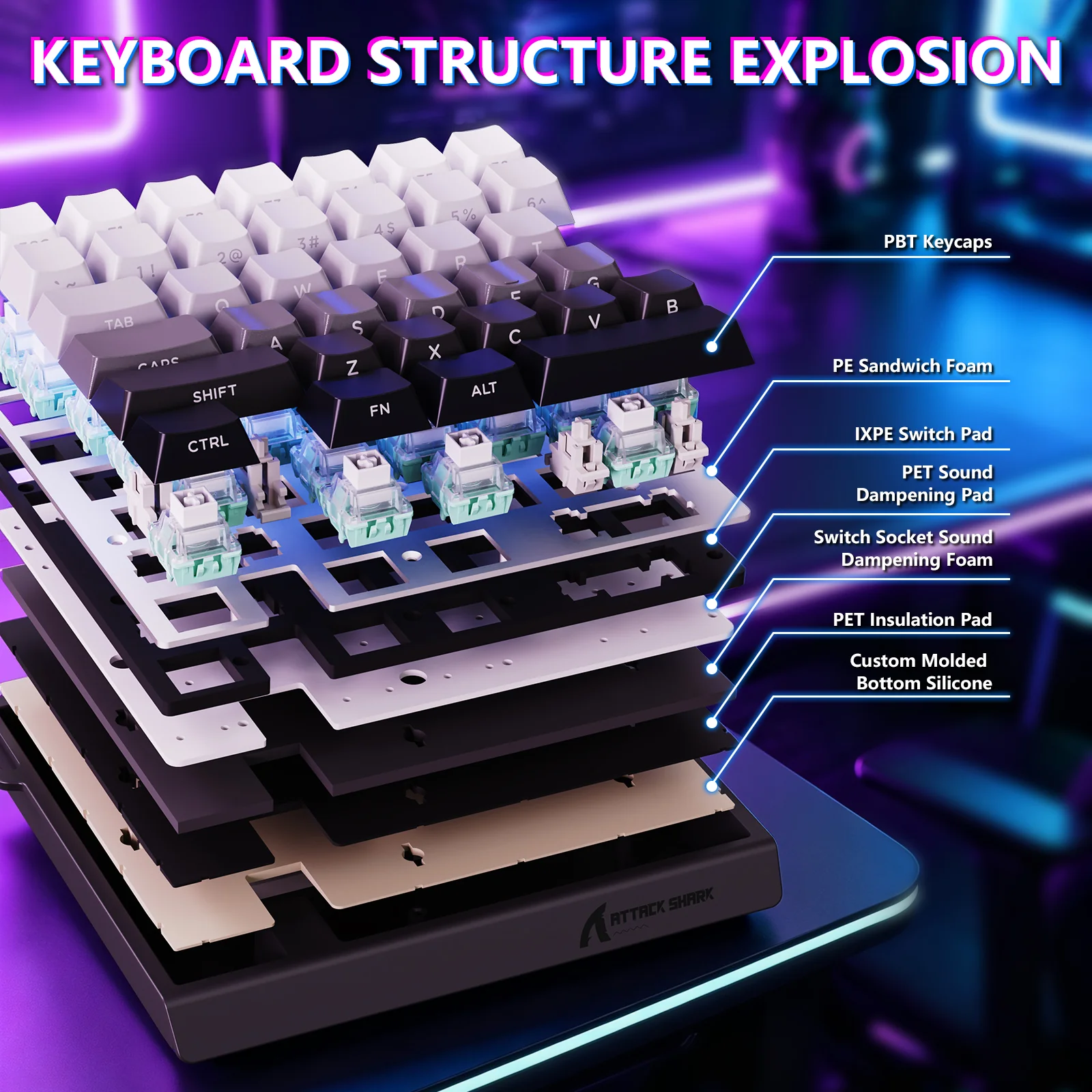 ATTACK SHARK M36 HE One-Handed Magnetic Switch Keyboard & C01 ULTRA LED Aviator Cable - Image 5
