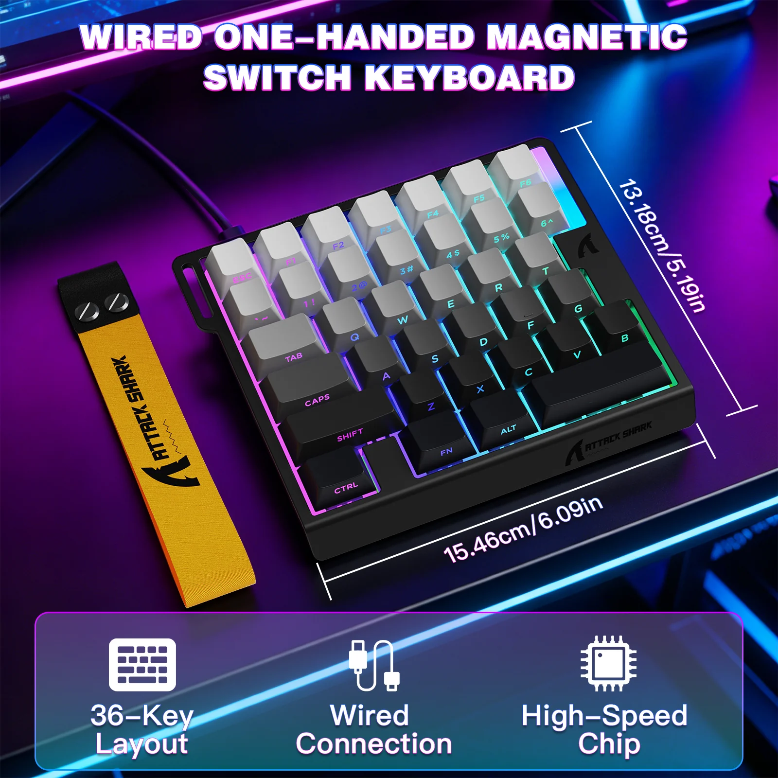 ATTACK SHARK M36 HE One-Handed Magnetic Switch Keyboard - Image 13