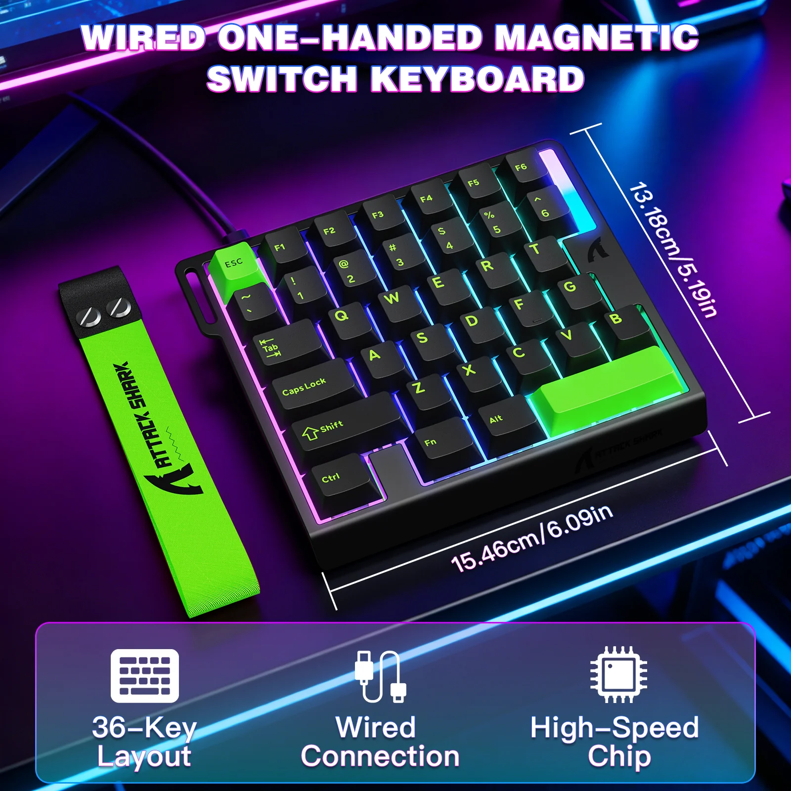 ATTACK SHARK M36 HE One-Handed Magnetic Switch Keyboard - Image 34