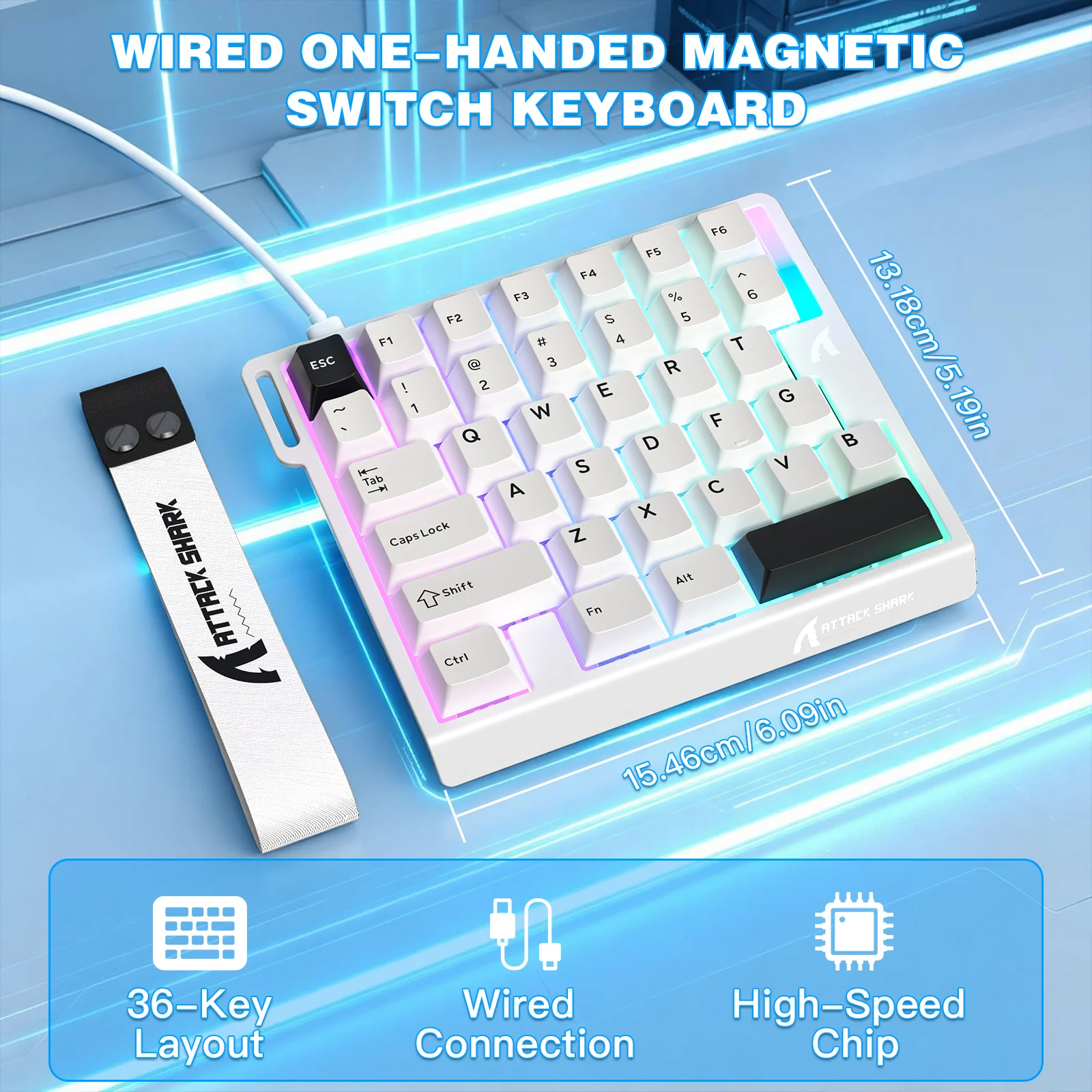 ATTACK SHARK M36 HE One-Handed Magnetic Switch Keyboard - Image 7