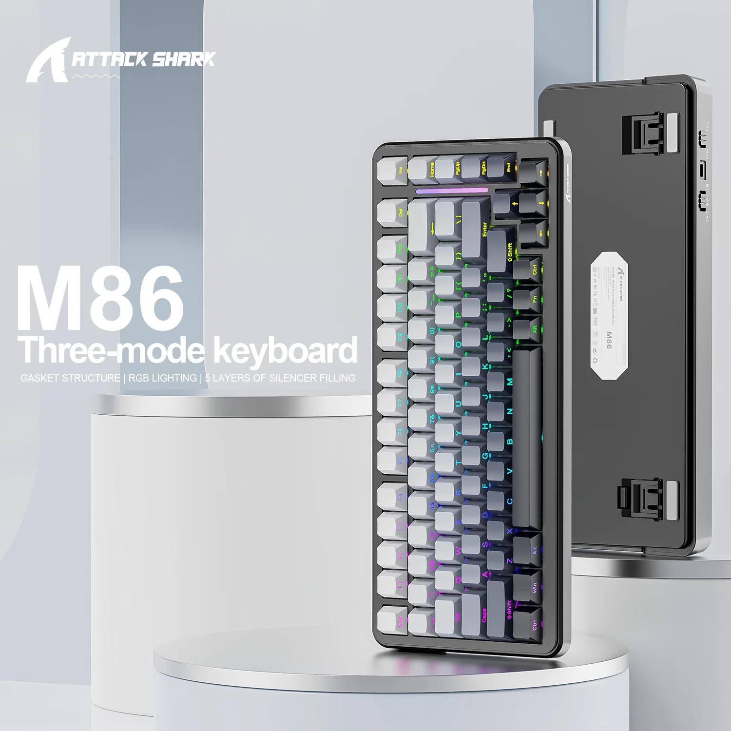 ATTACK SHARK M86 Tri-mode Gasket Mechanical Keyboard - Image 3