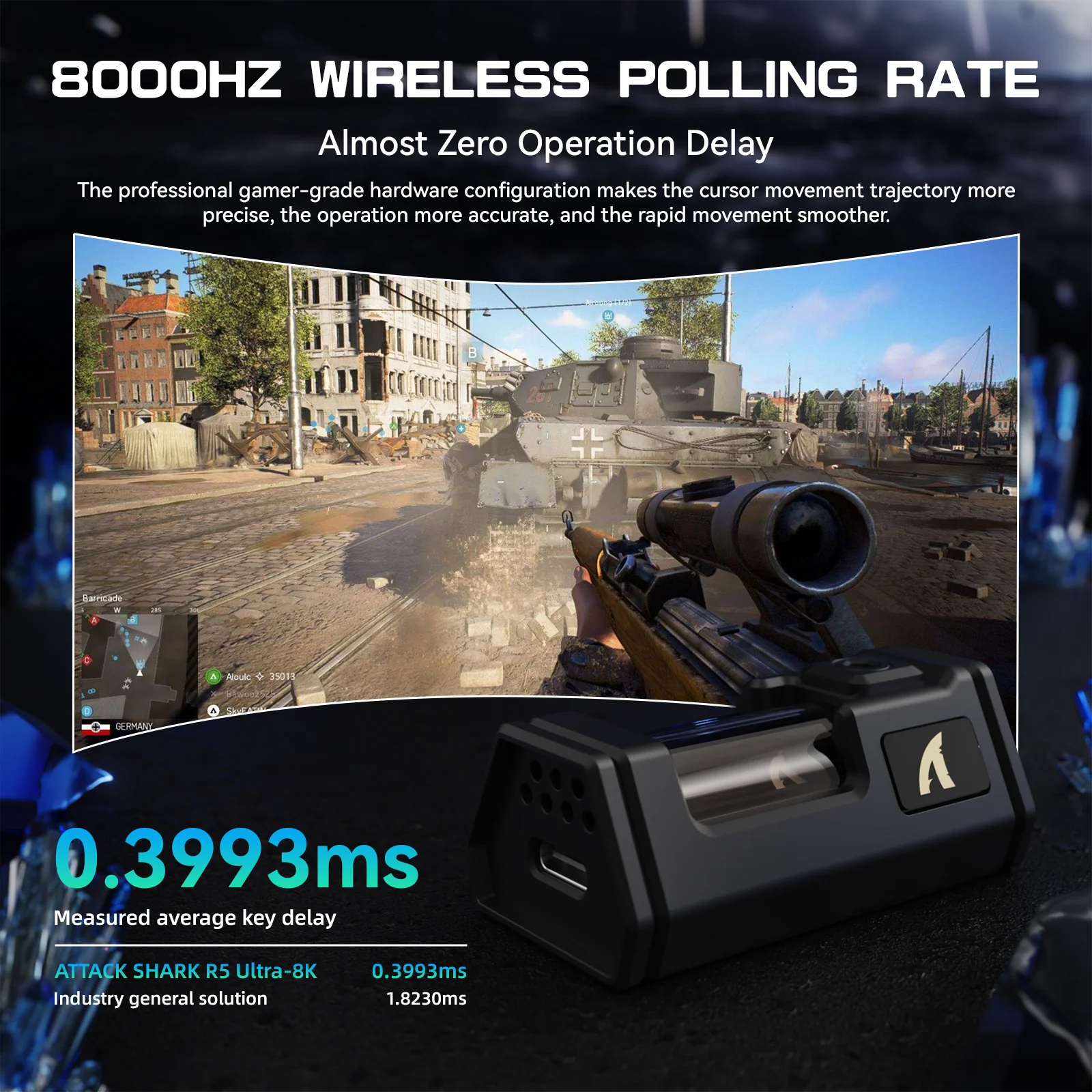 ATTACK SHARK R5 ULTRA Carbon Fiber Wireless 8K PAW3950MAX Gaming Mouse - Image 14
