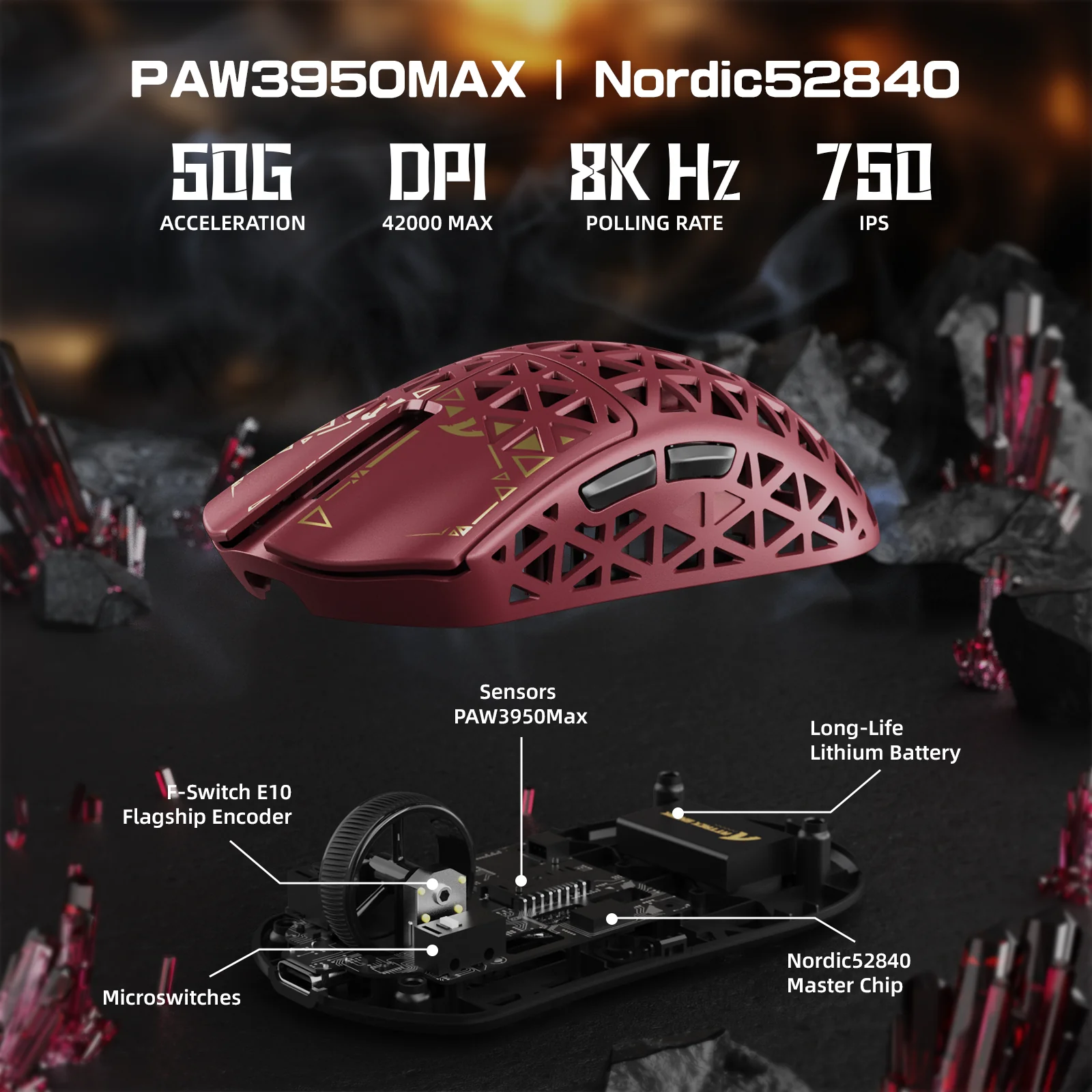 ATTACK SHARK R5 ULTRA Carbon Fiber Wireless 8K PAW3950MAX Gaming Mouse - Image 22