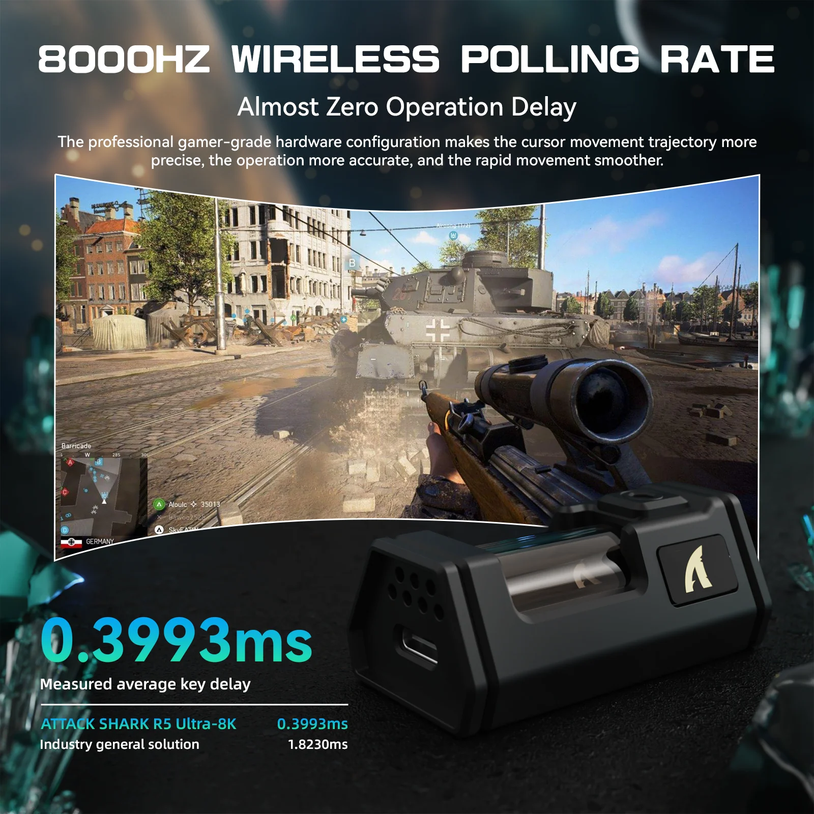 ATTACK SHARK R5 ULTRA Carbon Fiber Wireless 8K PAW3950MAX Gaming Mouse - Image 32