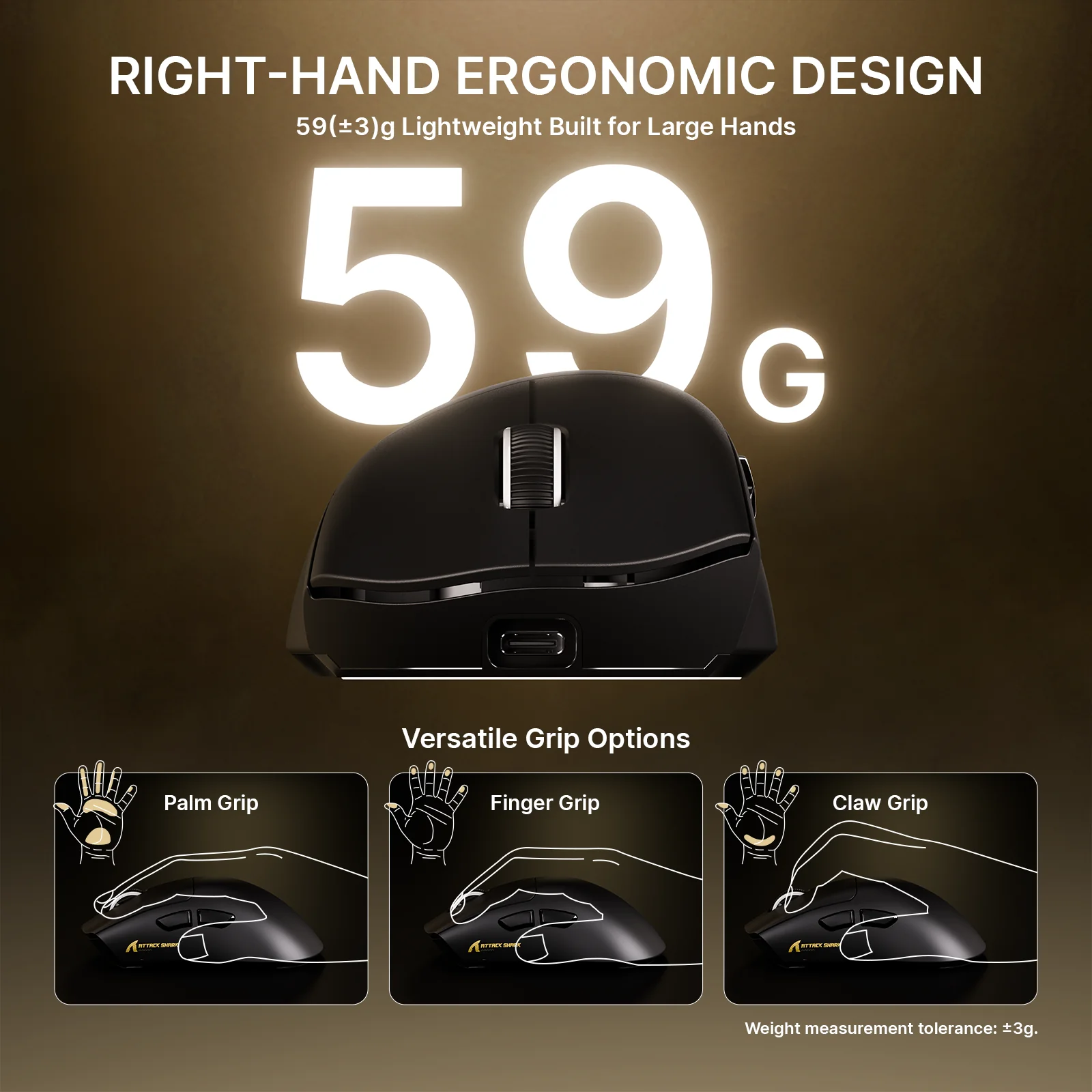 ATTACK SHARK V8 Ultra-Light Ergonomic Wireless Gaming Mouse - Image 13