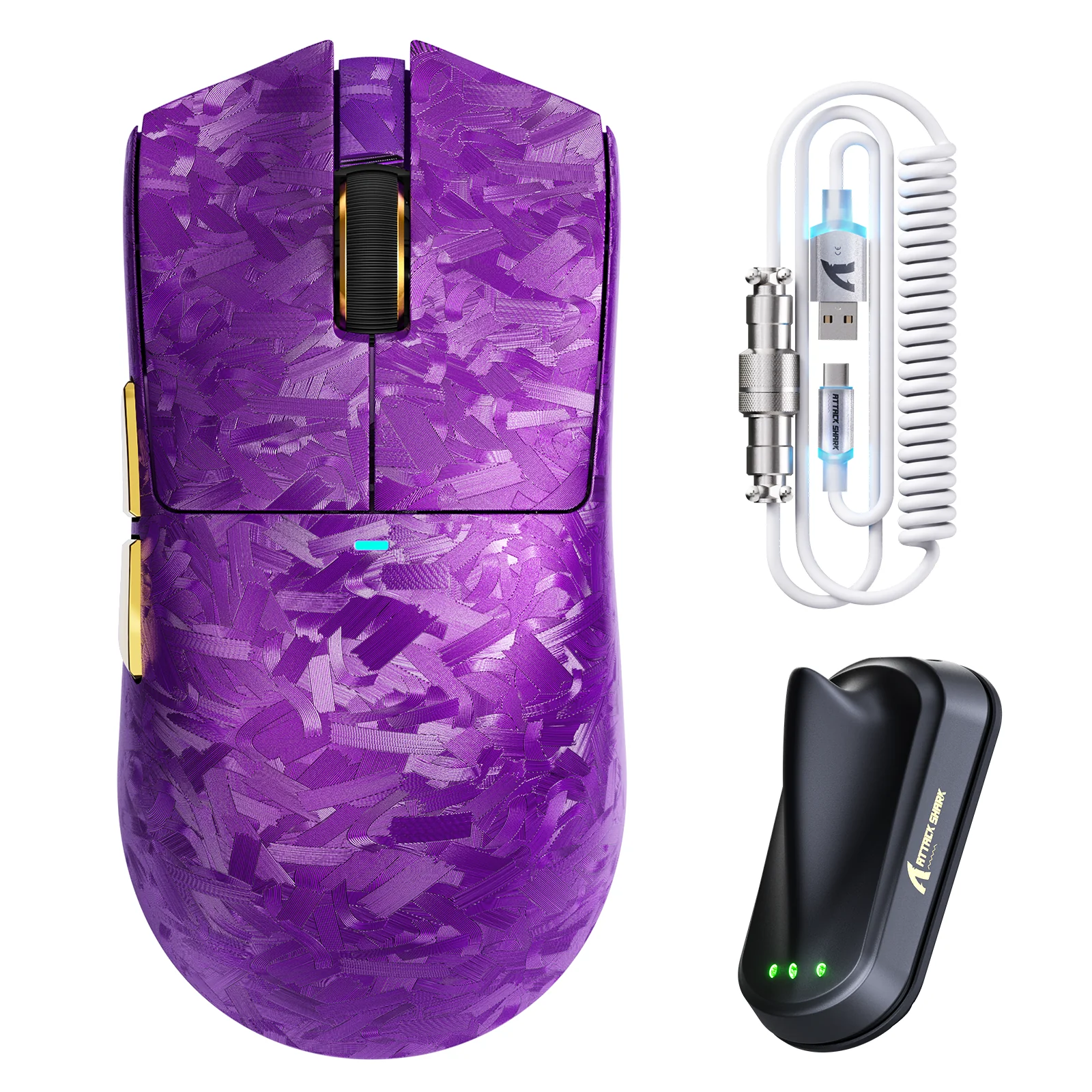 ATTACK SHARK X11 ULTRA Carbon Fiber Wireless Gaming Mouse With C06 Ultra LED Cable - Image 2