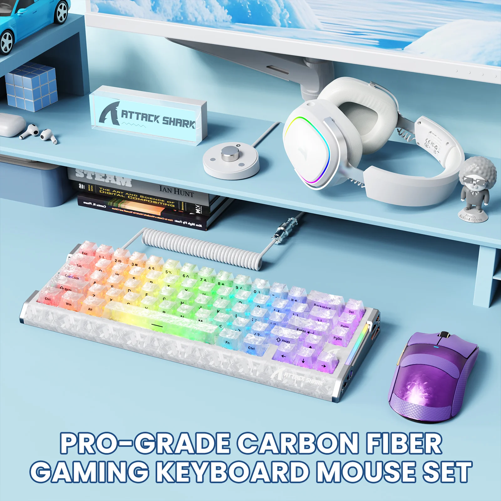 ATTACK SHARK R68 HE & X11 ULTRA Carbon Fiber Gaming Bundle With C01 ULTRA Coiled Cable - Image 18