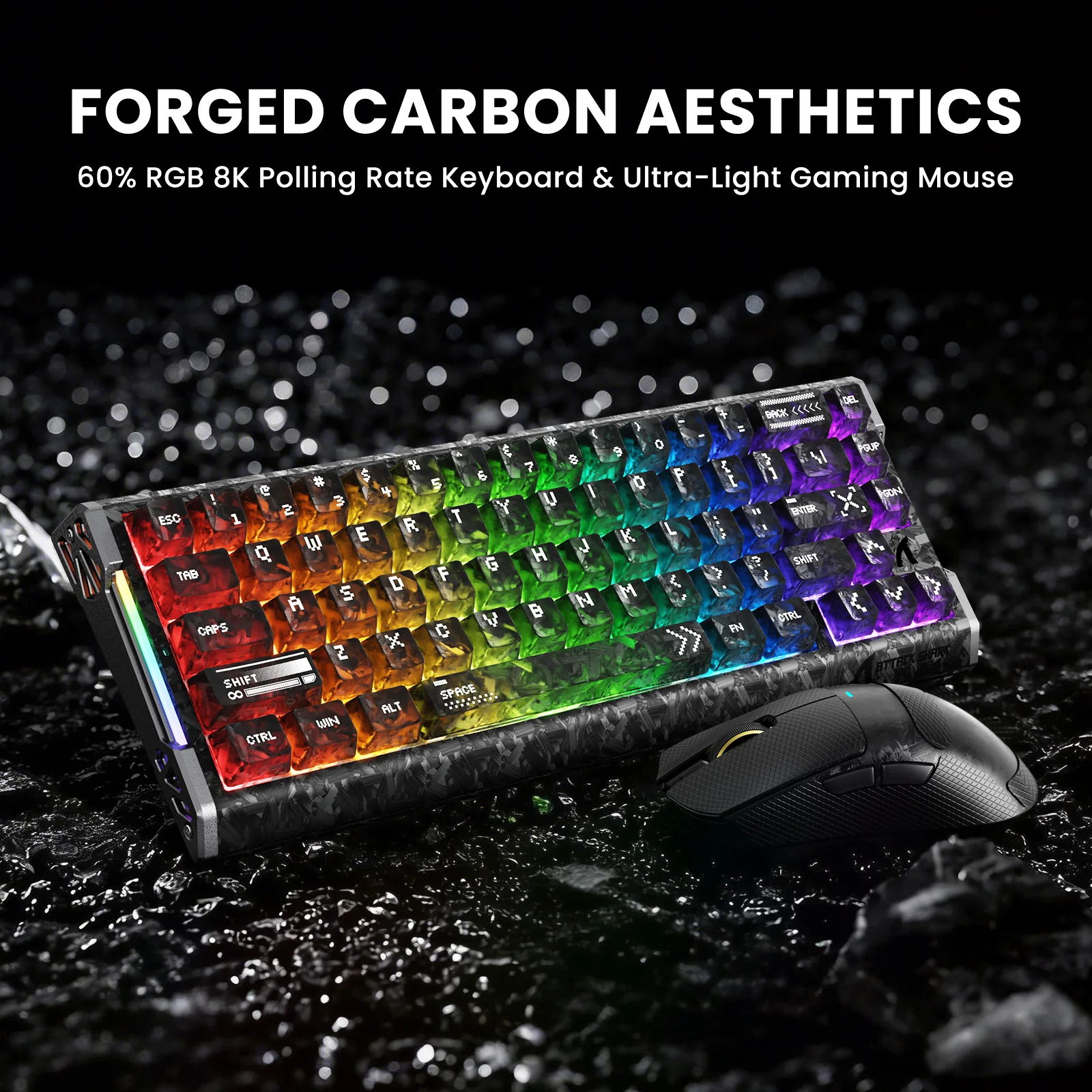 ATTACK SHARK R68 HE & X11 ULTRA Carbon Fiber Gaming Bundle With C01 ULTRA Coiled Cable - Image 3