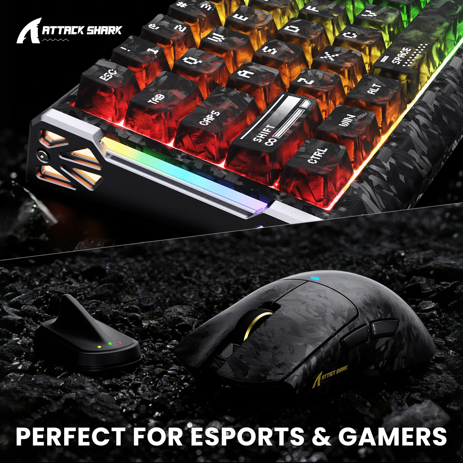 ATTACK SHARK R68 HE & X11 ULTRA Carbon Fiber Gaming Bundle With C01 ULTRA Coiled Cable - Image 8