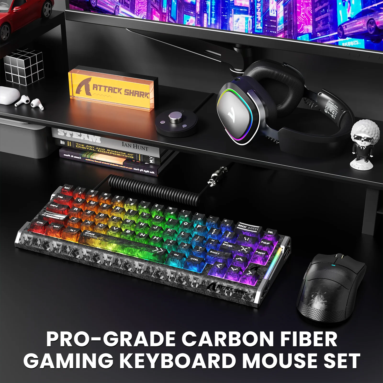 ATTACK SHARK R68 HE & X11 ULTRA Carbon Fiber Gaming Bundle With C01 ULTRA Coiled Cable - Image 9