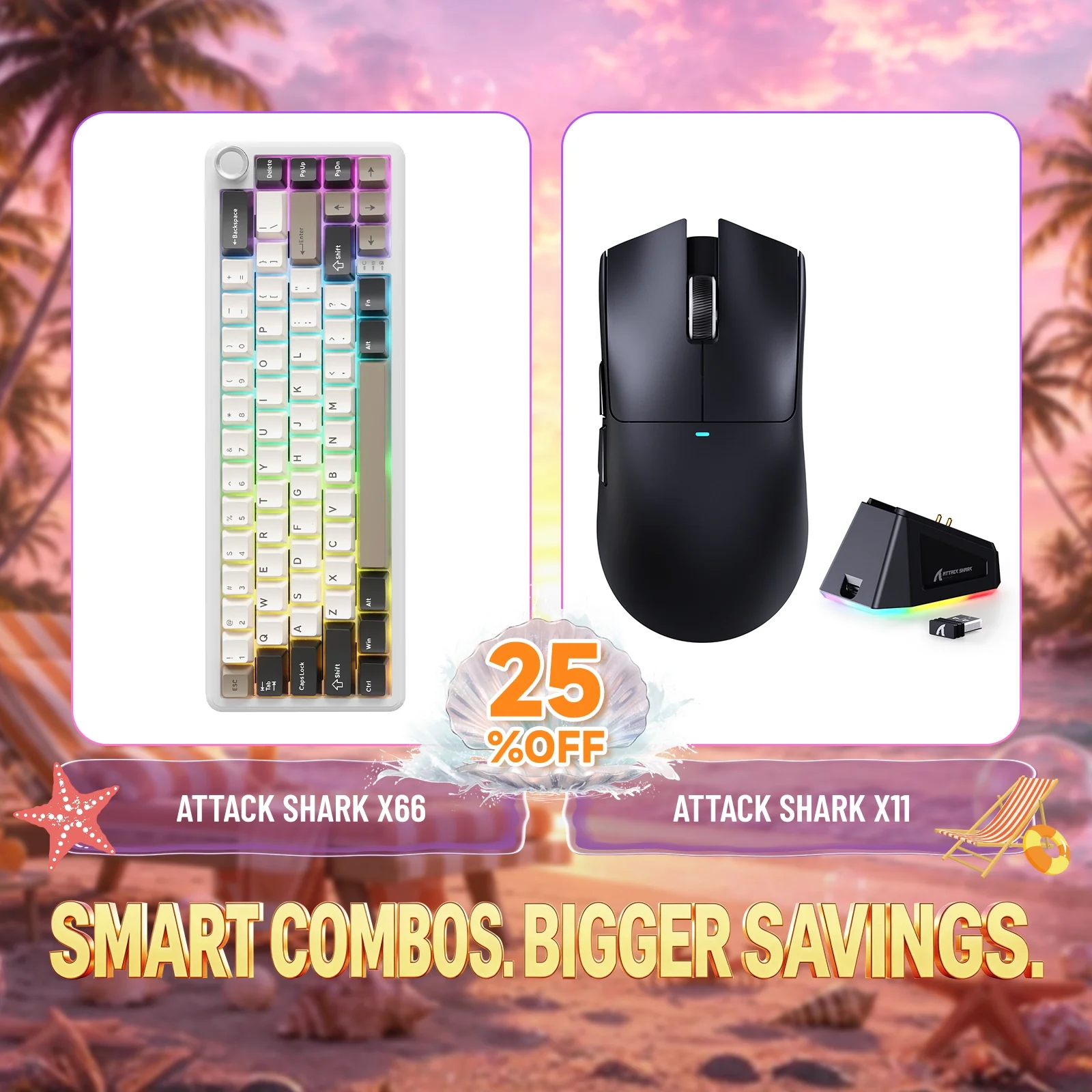 ATTACK SHARK X66 Wireless Mechanical Keyboard + X11 Wireless Gaming Mouse Bundle - Image 10