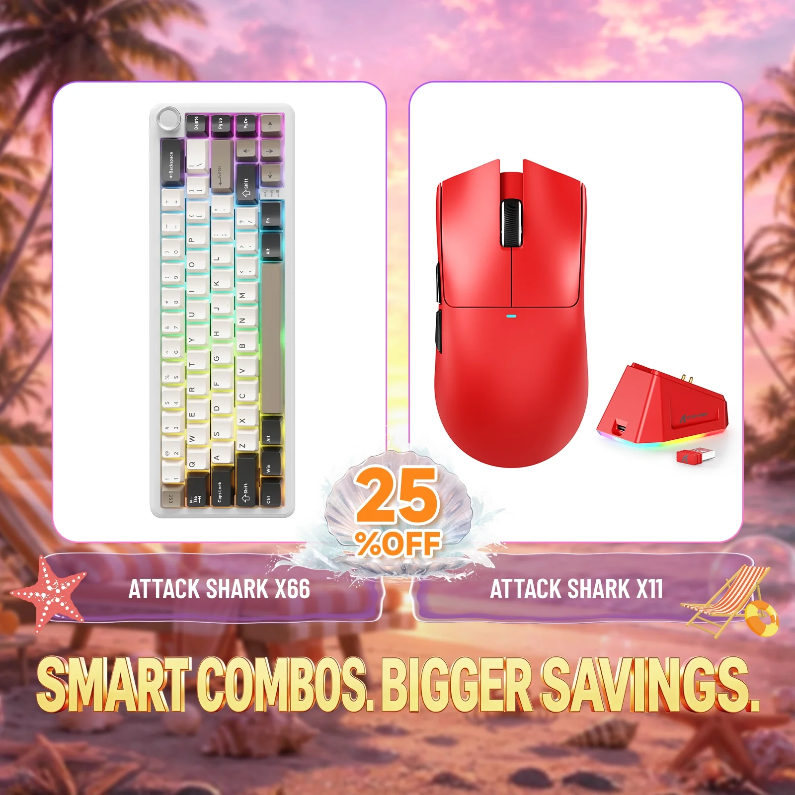 ATTACK SHARK X66 Wireless Mechanical Keyboard + X11 Wireless Gaming Mouse Bundle - Image 11