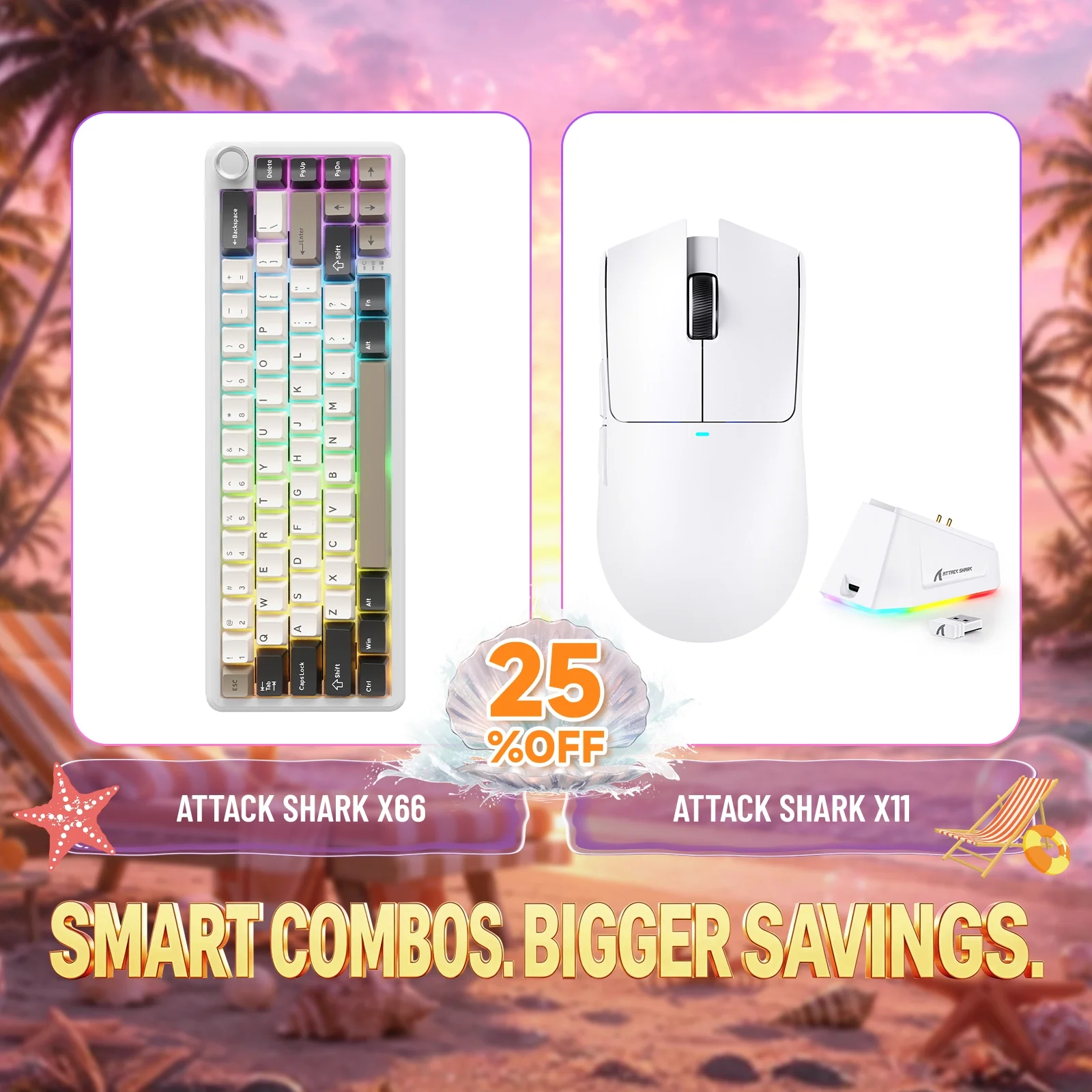 ATTACK SHARK X66 Wireless Mechanical Keyboard + X11 Wireless Gaming Mouse Bundle - Image 12