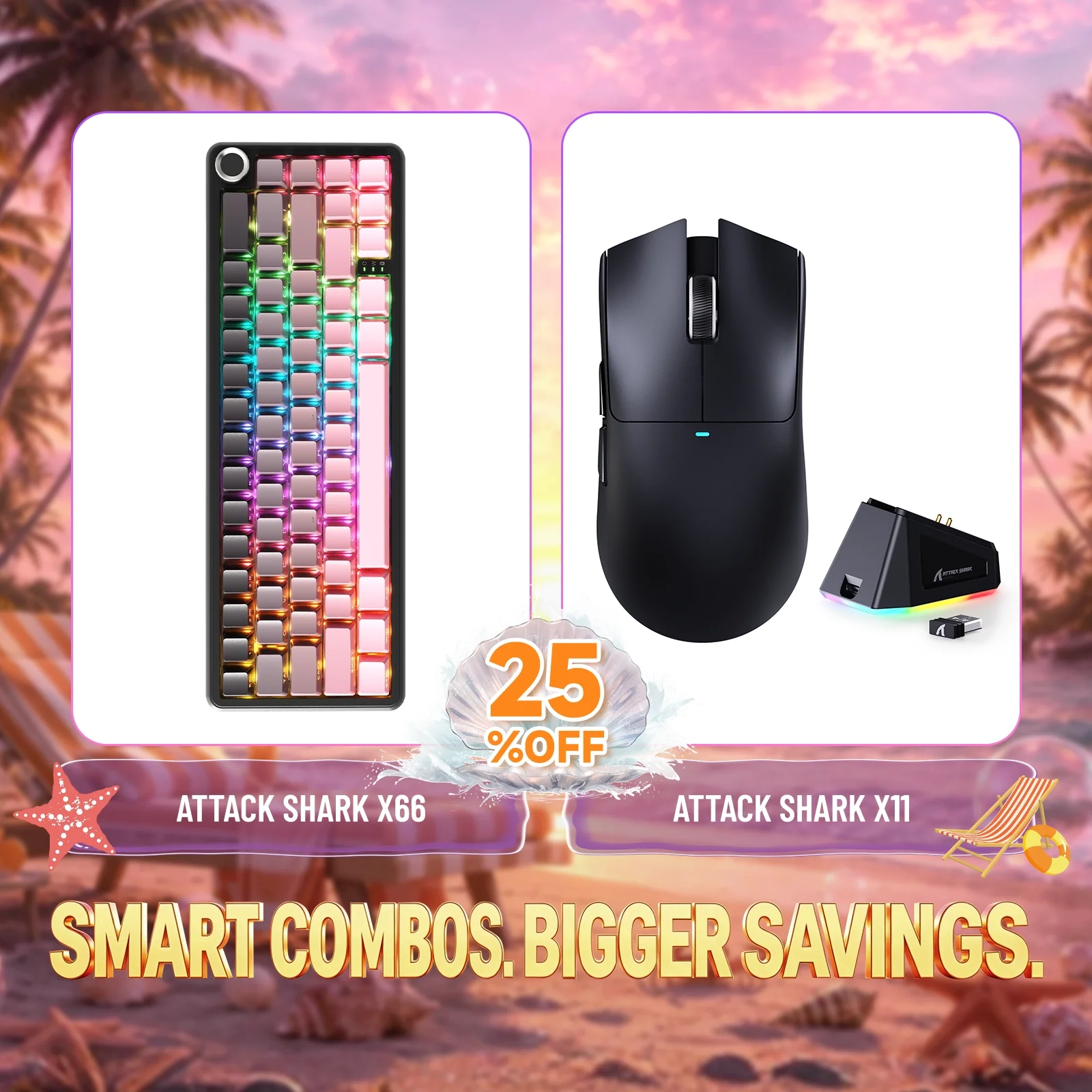 ATTACK SHARK X66 Wireless Mechanical Keyboard + X11 Wireless Gaming Mouse Bundle - Image 3