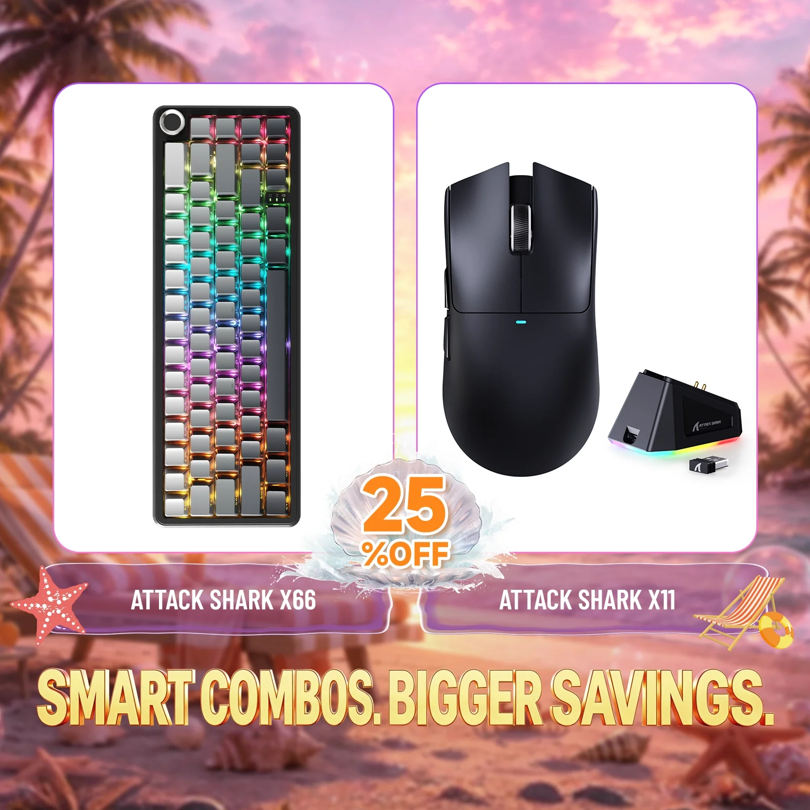 ATTACK SHARK X66 Wireless Mechanical Keyboard + X11 Wireless Gaming Mouse Bundle - Image 4