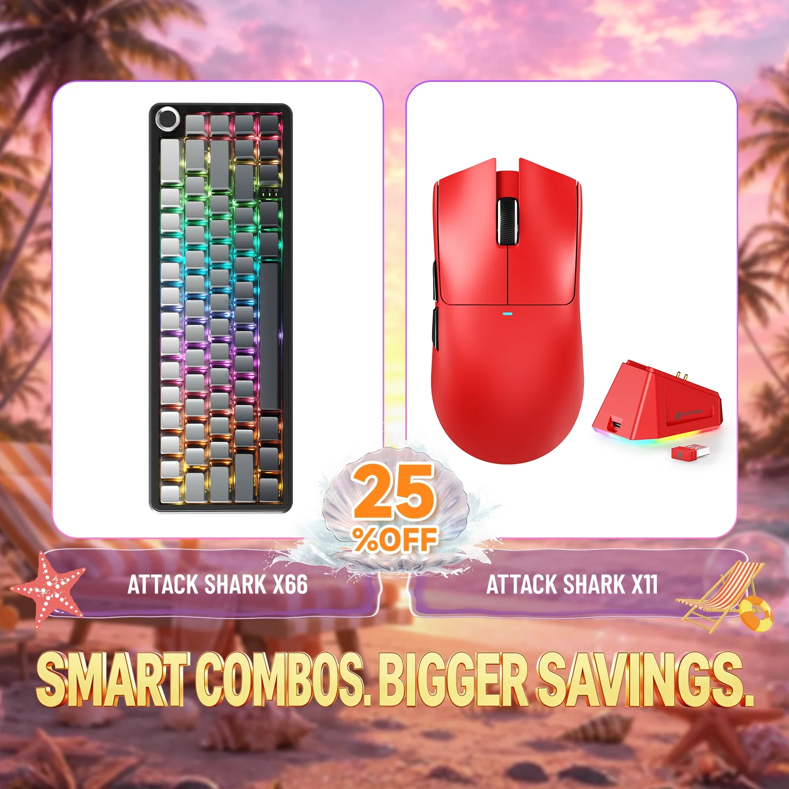 ATTACK SHARK X66 Wireless Mechanical Keyboard + X11 Wireless Gaming Mouse Bundle - Image 5