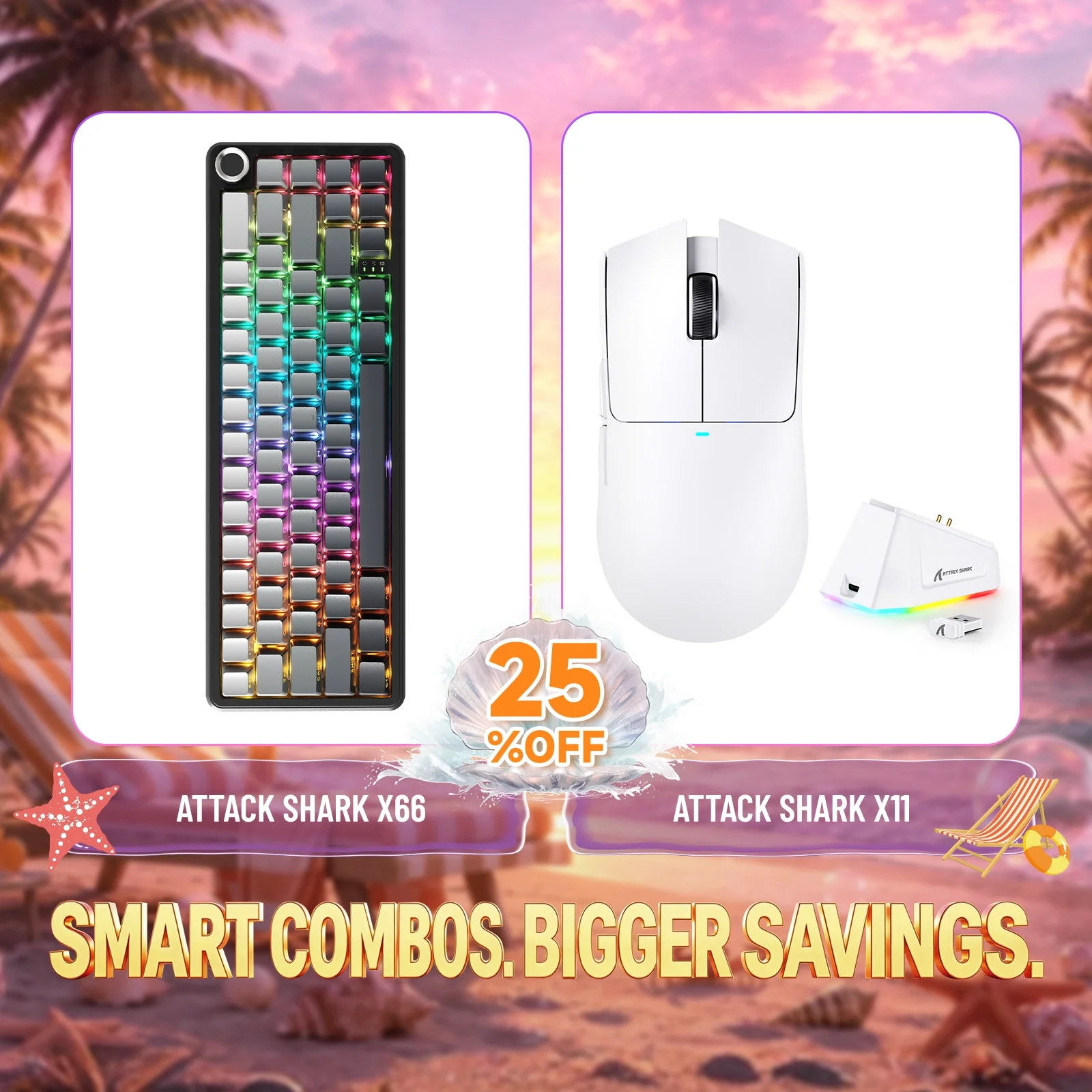 ATTACK SHARK X66 Wireless Mechanical Keyboard + X11 Wireless Gaming Mouse Bundle - Image 6