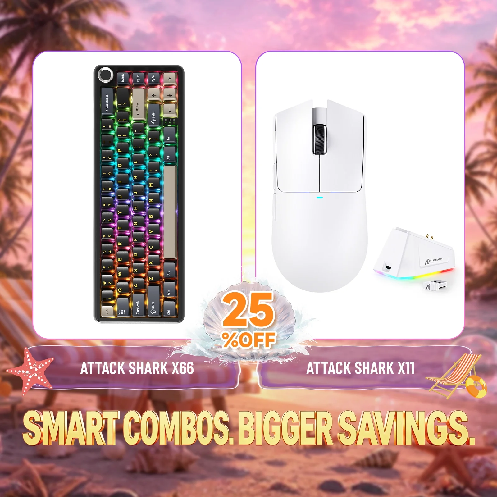 ATTACK SHARK X66 Wireless Mechanical Keyboard + X11 Wireless Gaming Mouse Bundle - Image 7