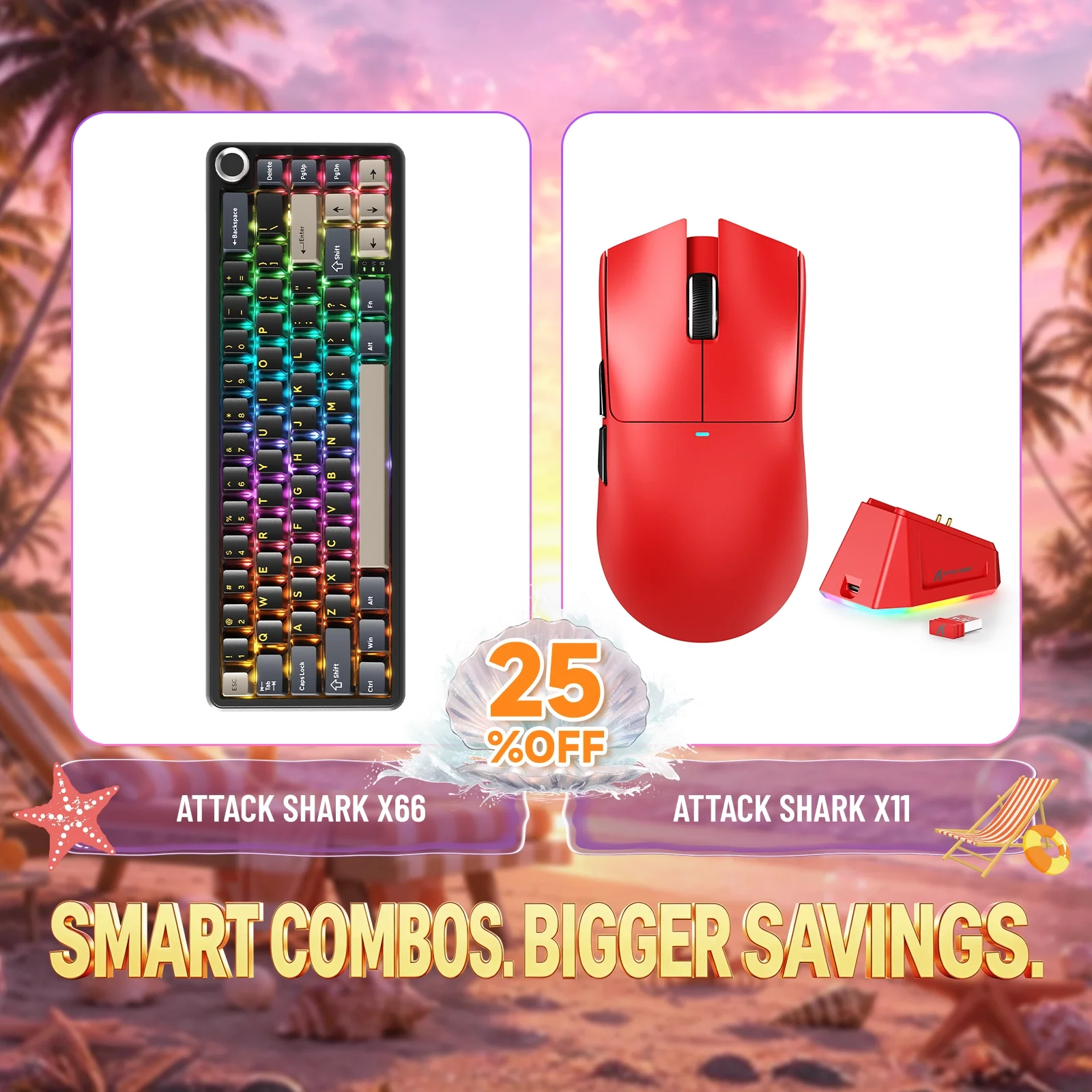 ATTACK SHARK X66 Wireless Mechanical Keyboard + X11 Wireless Gaming Mouse Bundle - Image 8