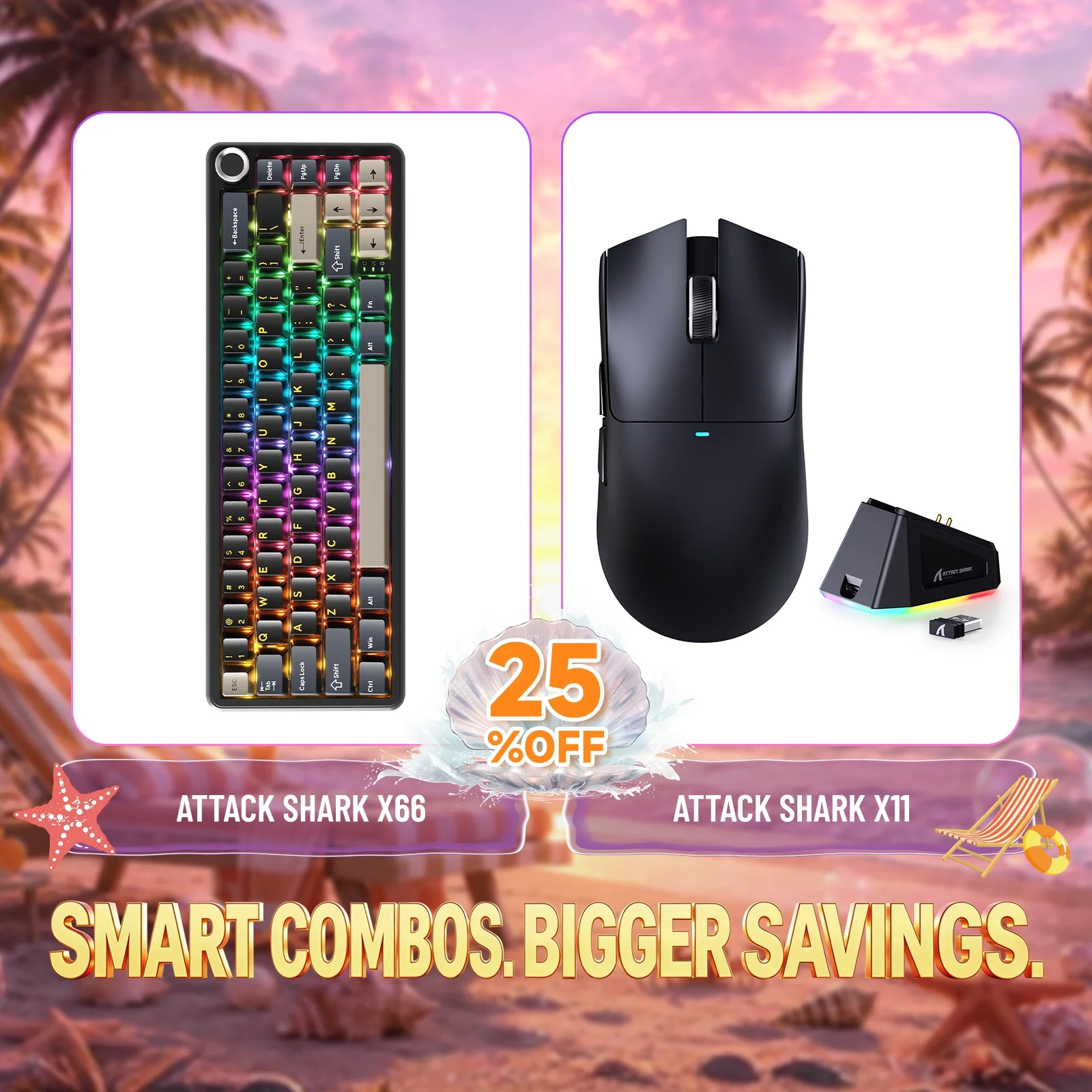 ATTACK SHARK X66 Wireless Mechanical Keyboard + X11 Wireless Gaming Mouse Bundle - Image 9