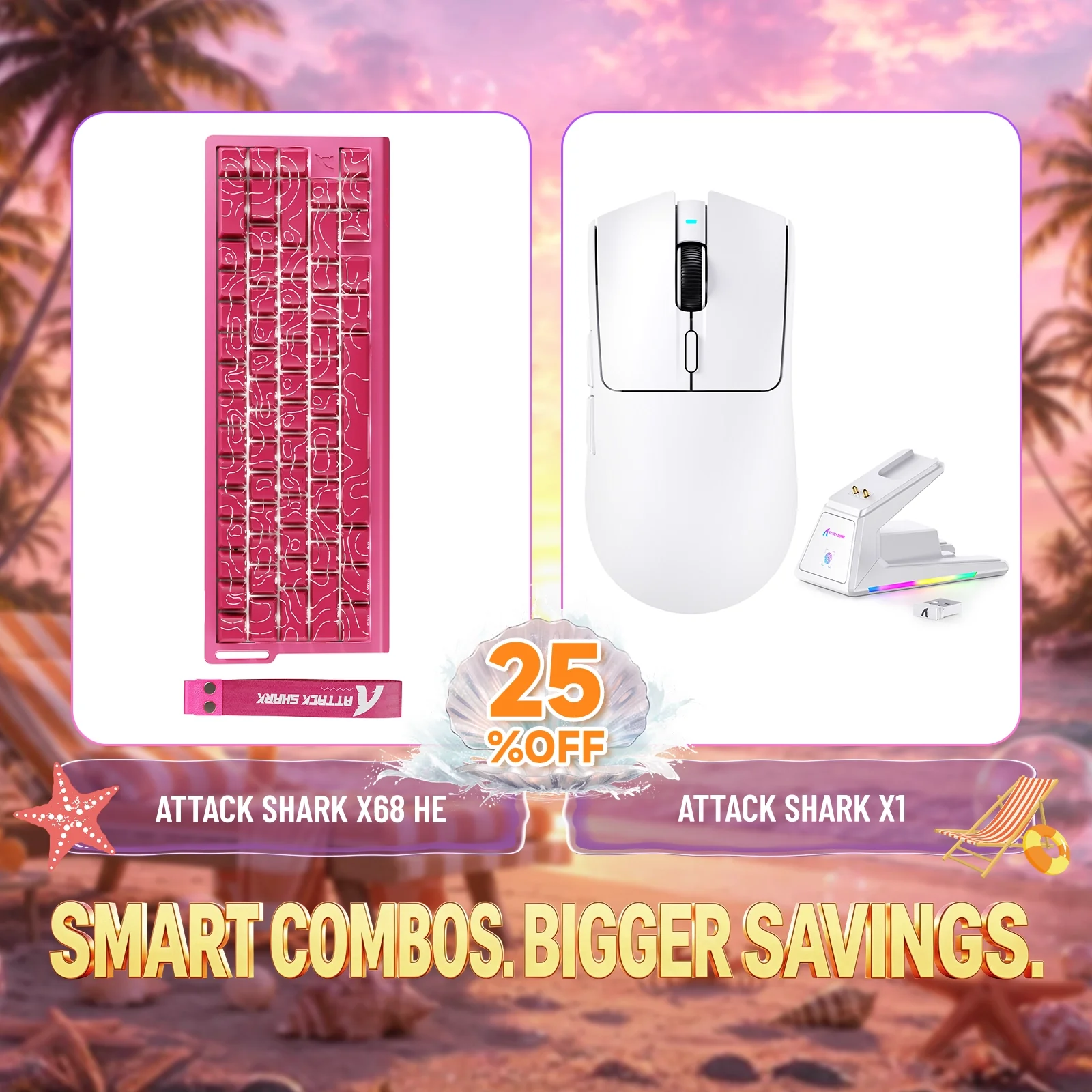 ATTACK SHARK X68HE Rapid Trigger Keyboard + X1 Wireless Gaming Mouse Bundle