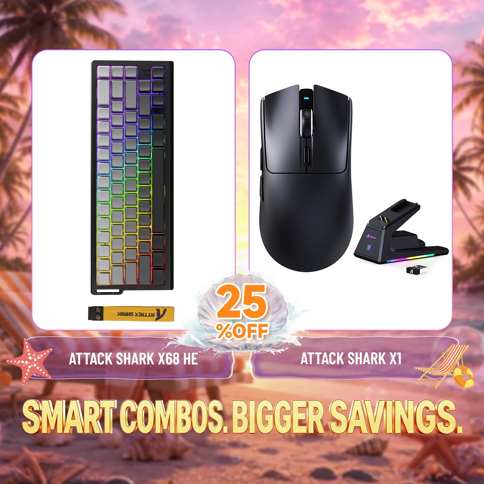 ATTACK SHARK X68HE Rapid Trigger Keyboard + X1 Wireless Gaming Mouse Bundle - Image 16