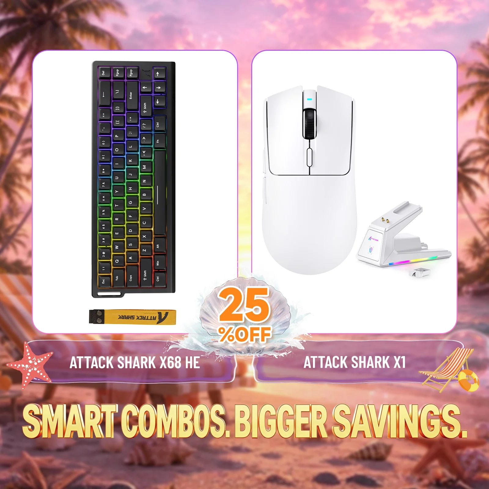 ATTACK SHARK X68HE Rapid Trigger Keyboard + X1 Wireless Gaming Mouse Bundle - Image 2
