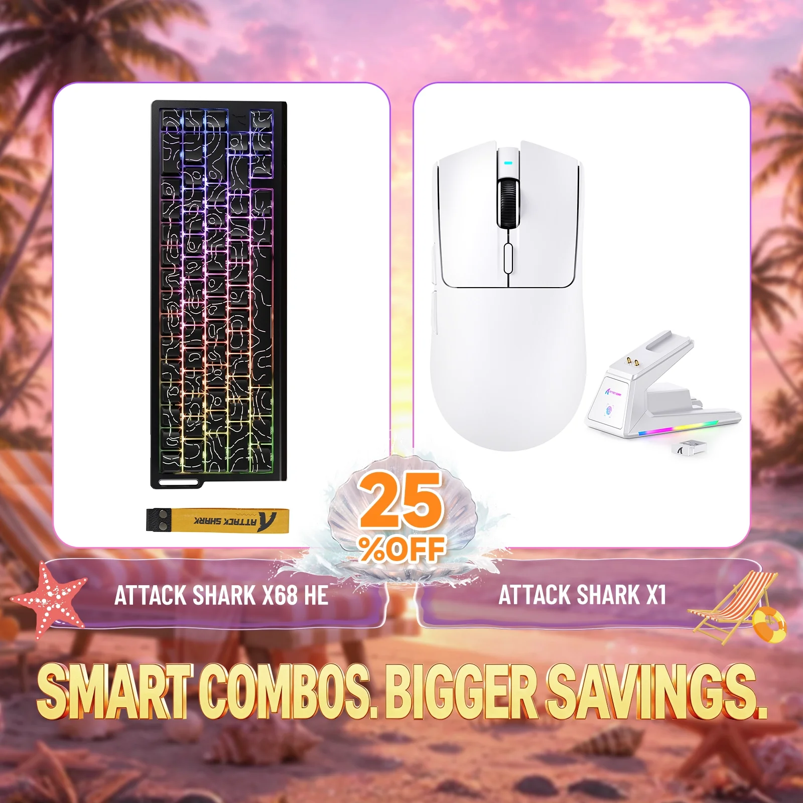 ATTACK SHARK X68HE Rapid Trigger Keyboard + X1 Wireless Gaming Mouse Bundle - Image 3