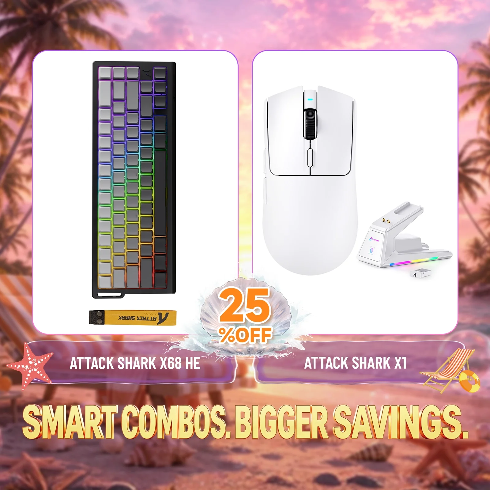 ATTACK SHARK X68HE Rapid Trigger Keyboard + X1 Wireless Gaming Mouse Bundle - Image 4