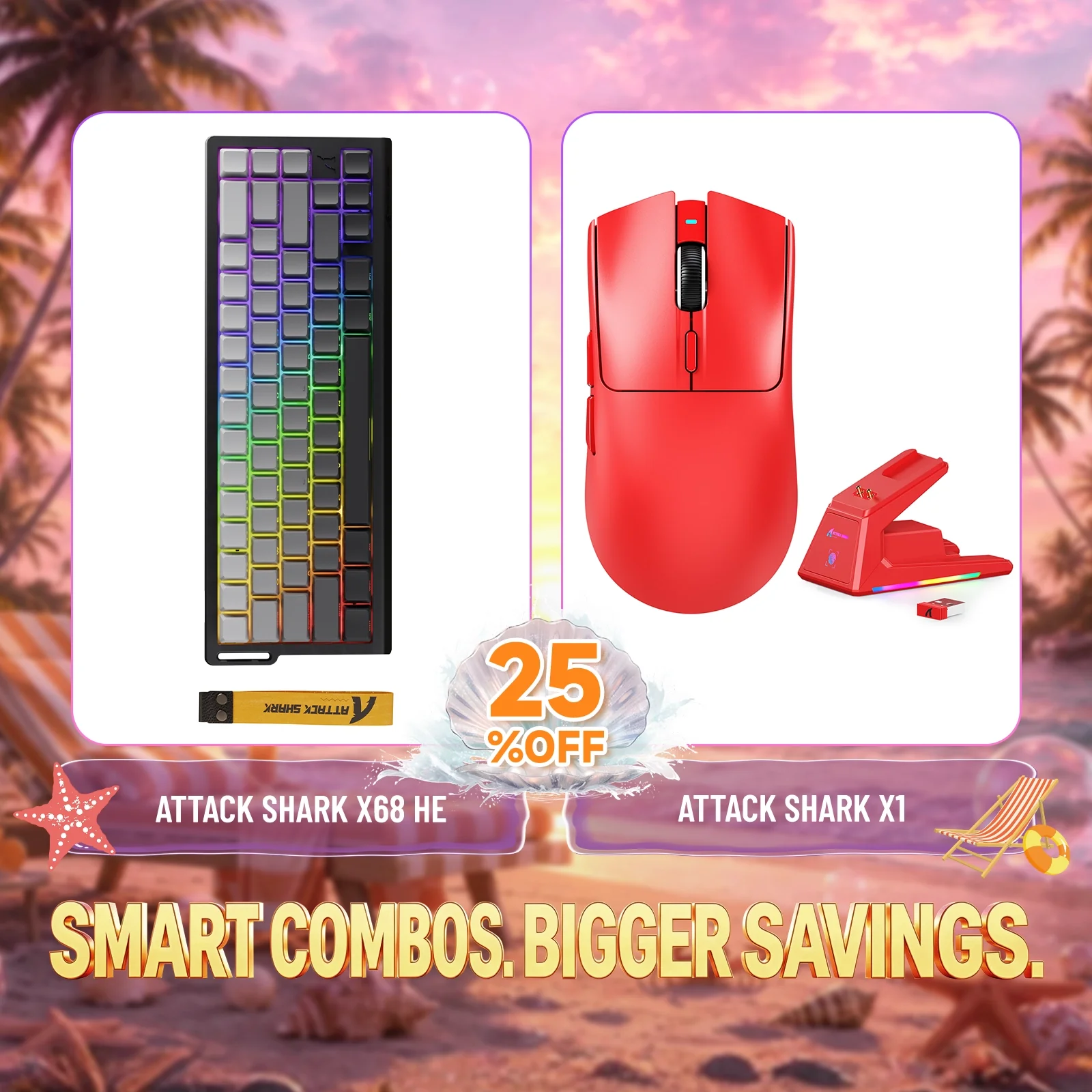 ATTACK SHARK X68HE Rapid Trigger Keyboard + X1 Wireless Gaming Mouse Bundle - Image 9