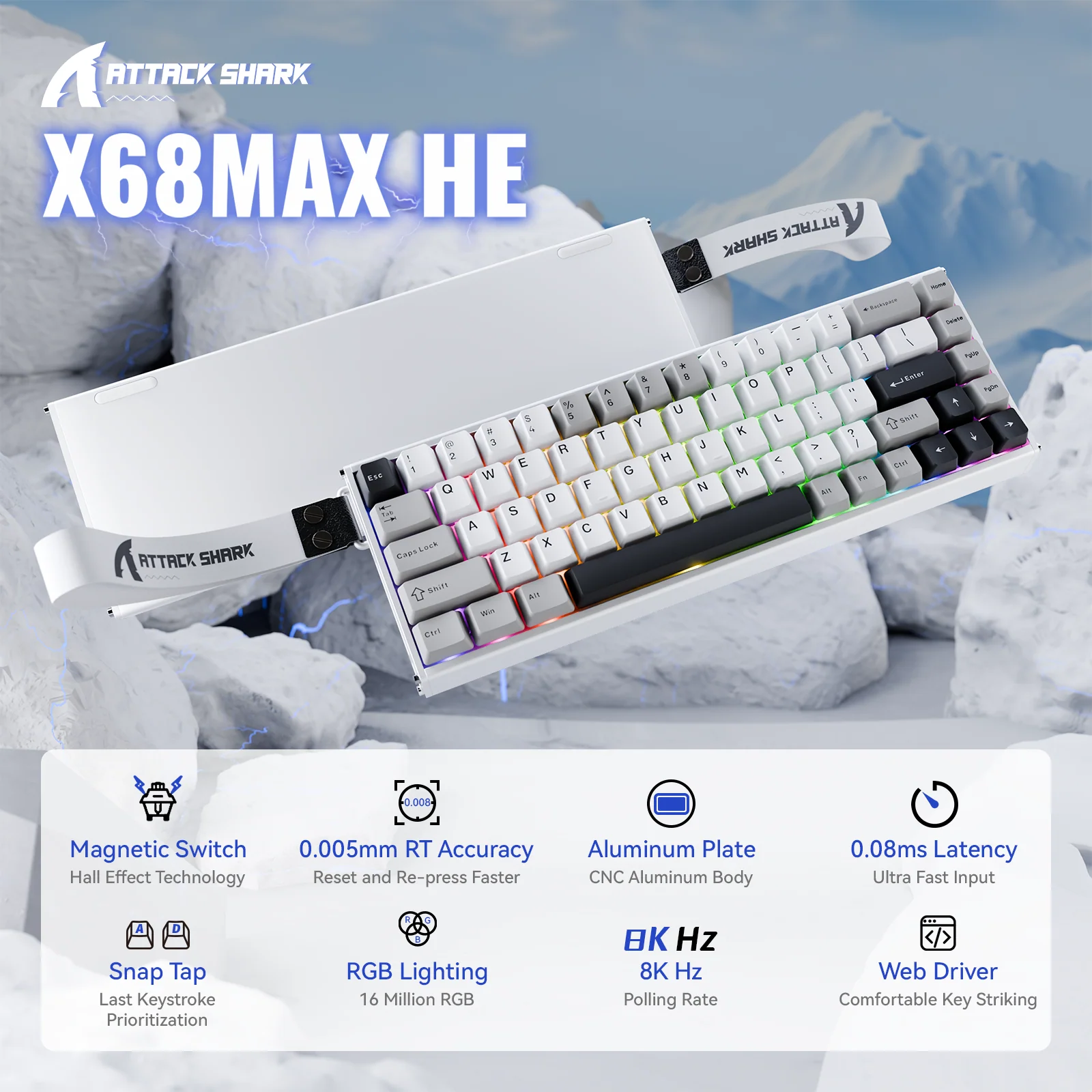 ATTACK SHARK X68MAX HE Rapid Trigger Aluminum Keyboard Magnetic Switch - Image 2