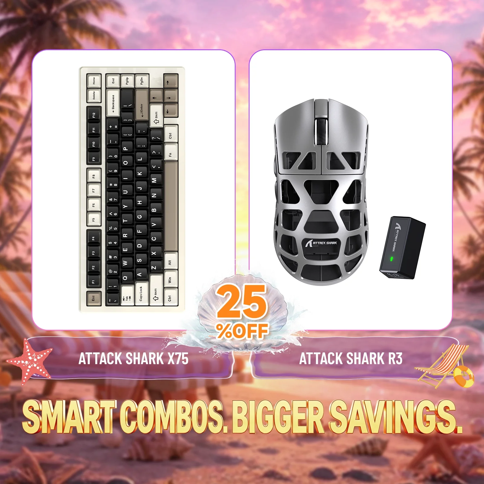ATTACK SHARK X75 Full Aluminum Keyboard + R3 Magnesium Alloy Gaming Mouse Bundle - Image 3