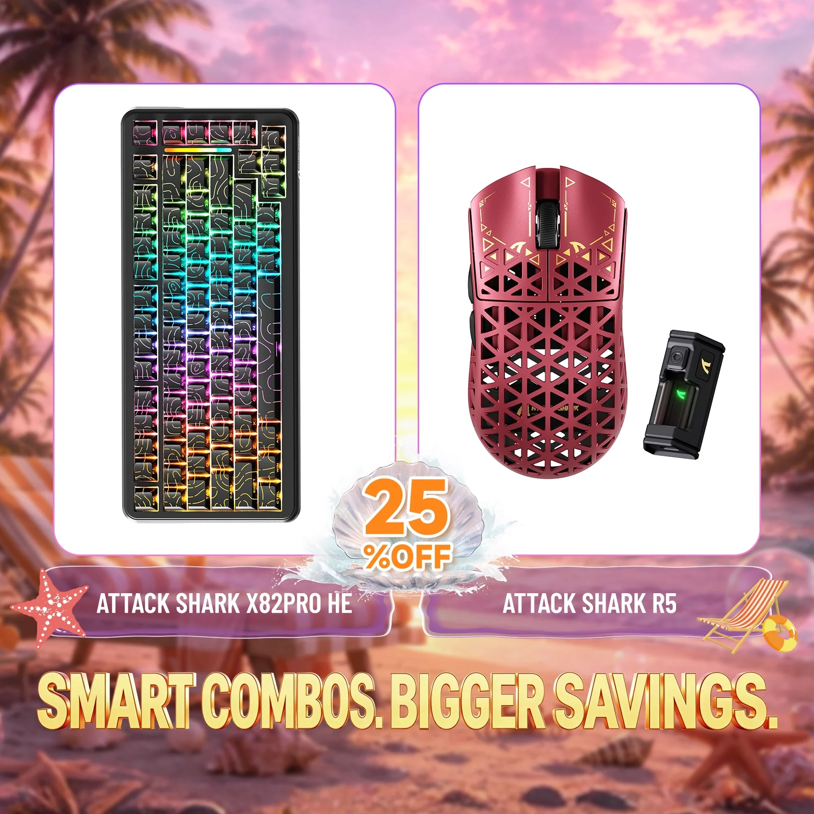 ATTACK SHARK X82PRO HE Rapid Trigger Keyboard + R5 Carbon Fiber Wireless Gaming Mouse Bundle - Image 3