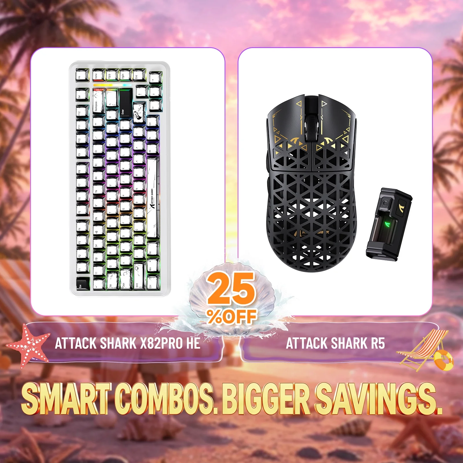 ATTACK SHARK X82PRO HE Rapid Trigger Keyboard + R5 Carbon Fiber Wireless Gaming Mouse Bundle - Image 7