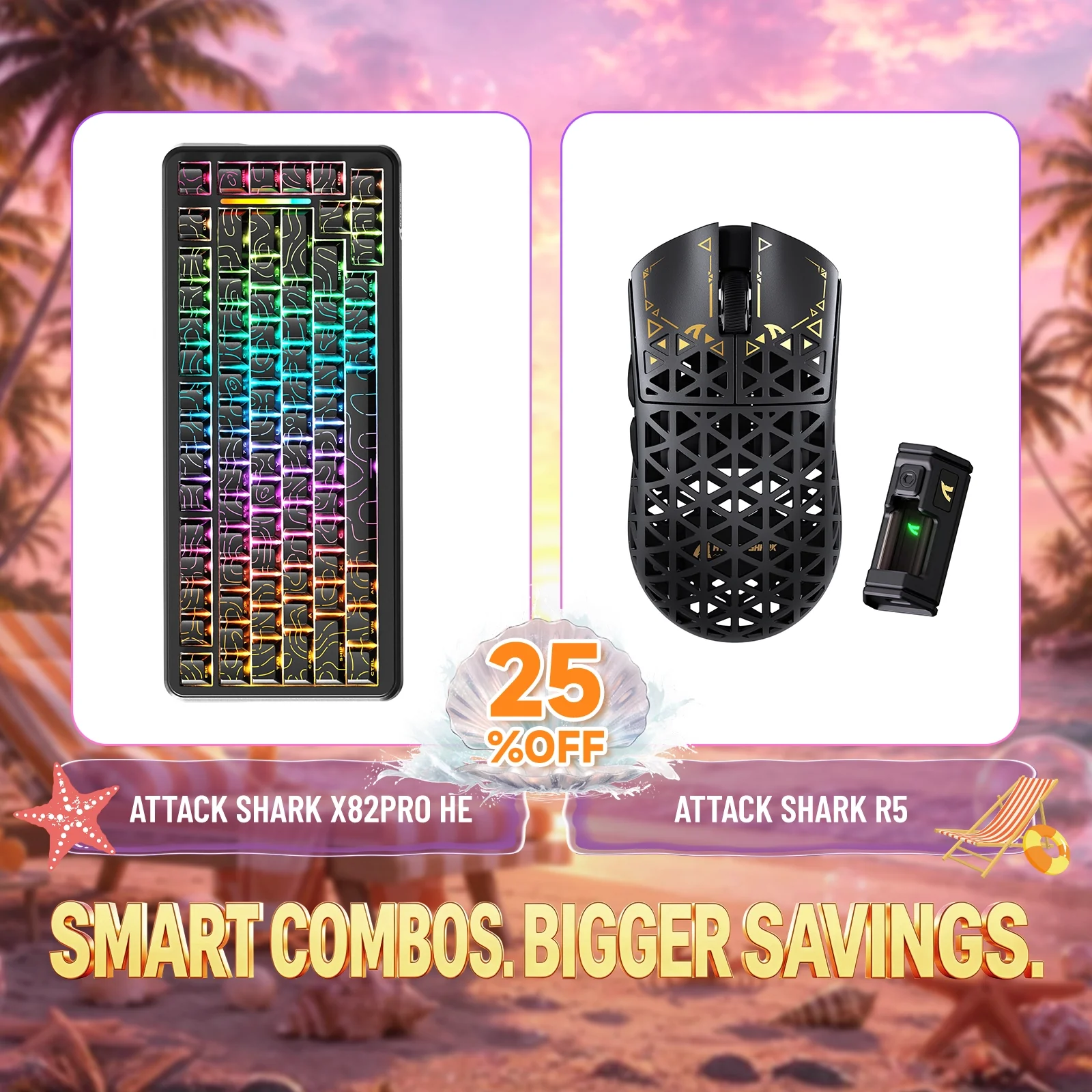 ATTACK SHARK X82PRO HE Rapid Trigger Keyboard + R5 Carbon Fiber Wireless Gaming Mouse Bundle - Image 9