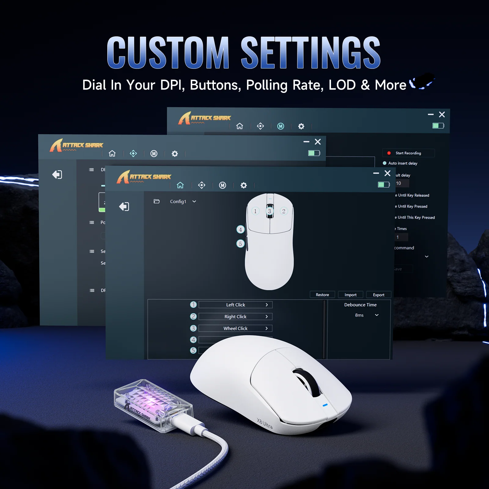 ATTACK SHARK X8 Series Tri-mode Lightweight Wireless Gaming Mouse - Image 10