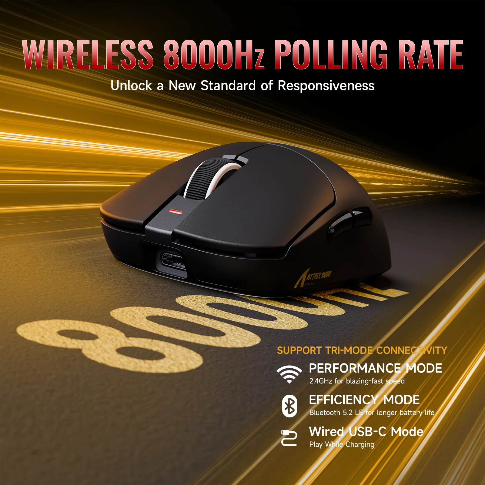ATTACK SHARK X8 Series Tri-mode Lightweight Wireless Gaming Mouse - Image 13