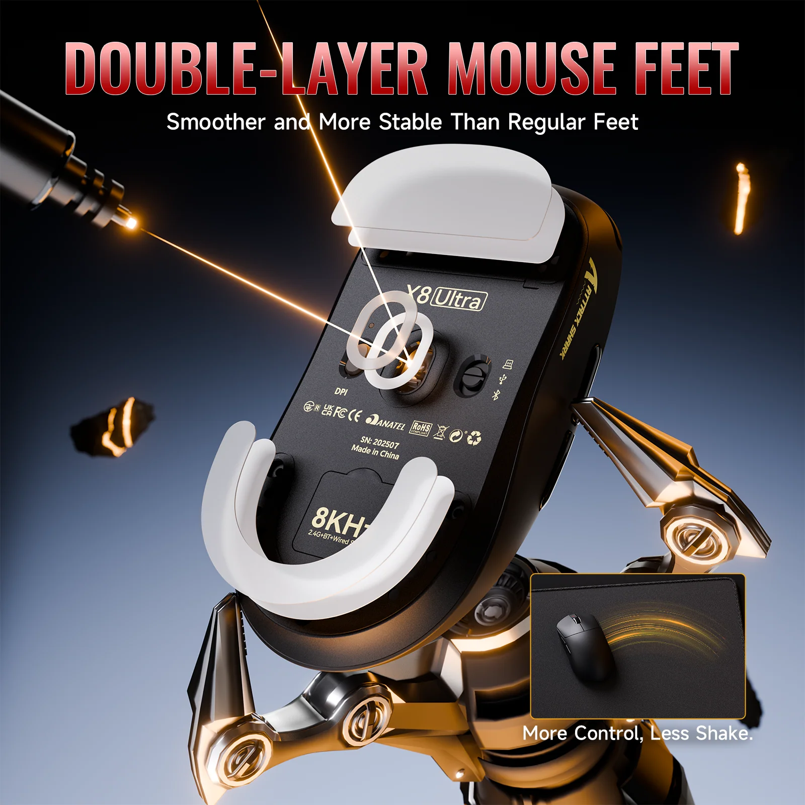 ATTACK SHARK X8 Series Tri-mode Lightweight Wireless Gaming Mouse - Image 16